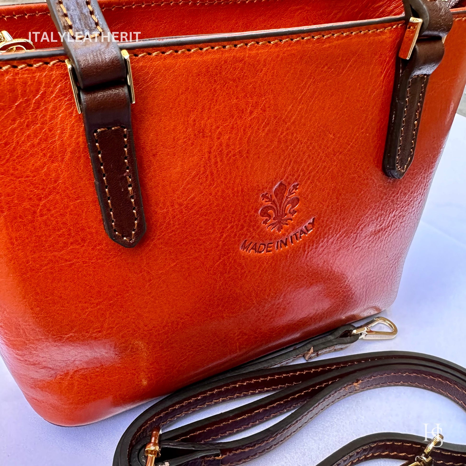 Italian Handmade Leather Bags For Women l Elegant Leather Tote From Florence, Small boat bag, Made in Italy