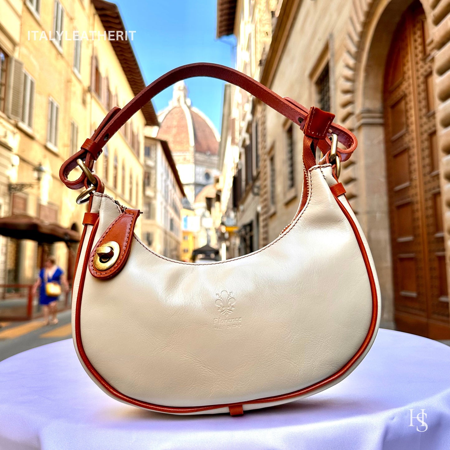 Italian Handmade Leather Bags For Women l l Elegant Leather Tote From Florence, Made in Italy, beige- brown tote