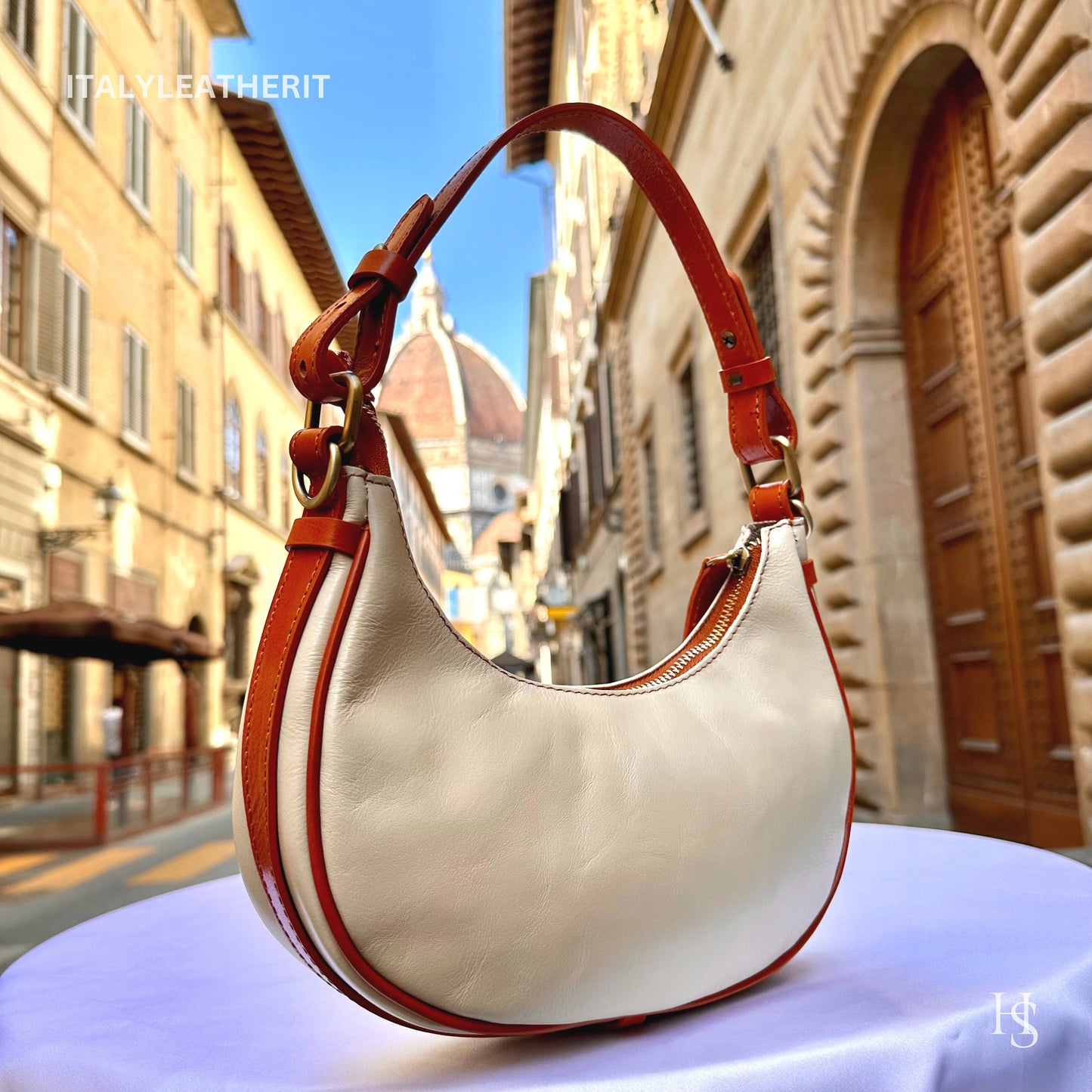 Italian Handmade Leather Bags For Women l l Elegant Leather Tote From Florence, Made in Italy, beige- brown tote
