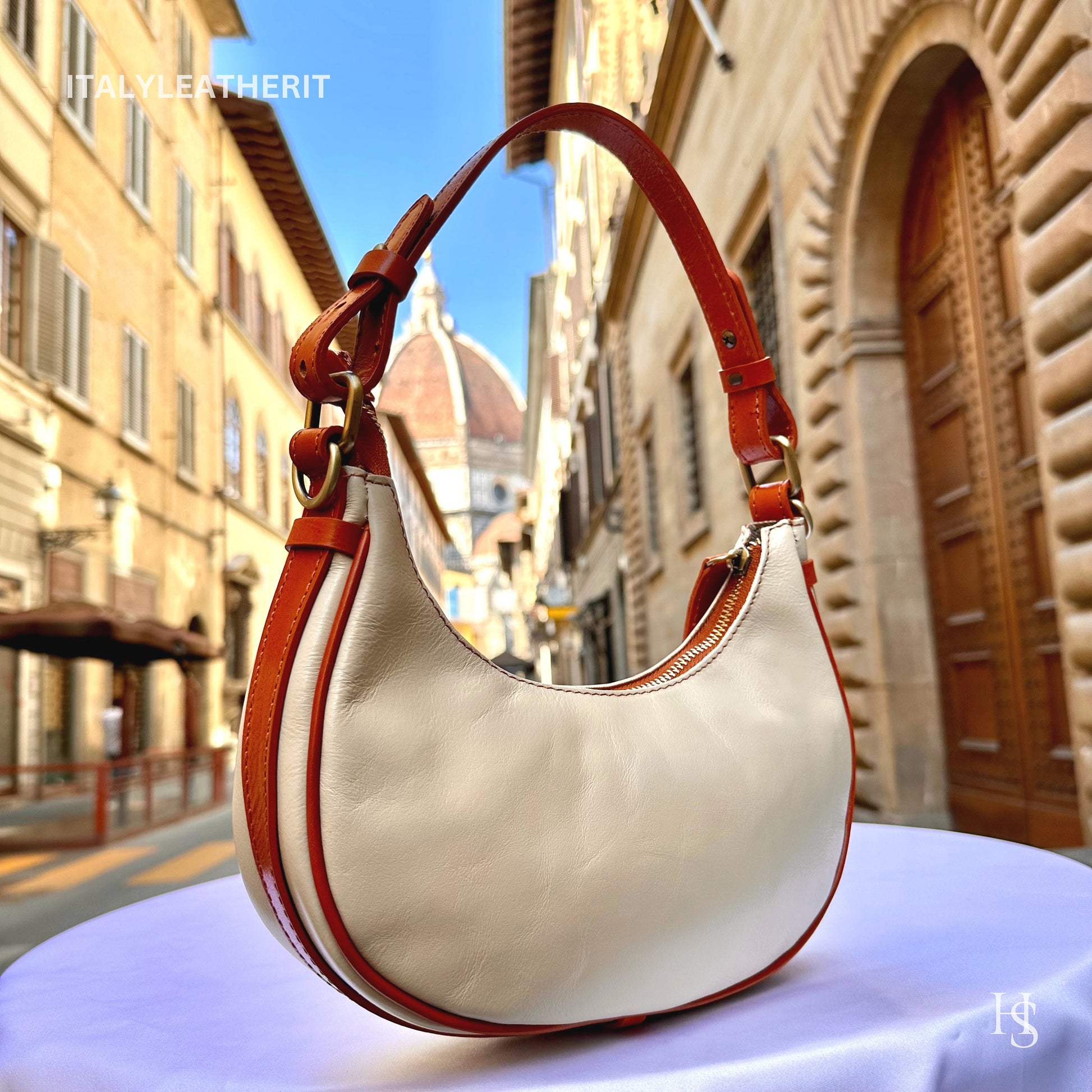 Italian Handmade Leather Bags For Women l l Elegant Leather Tote From Florence, Made in Italy, beige- brown tote