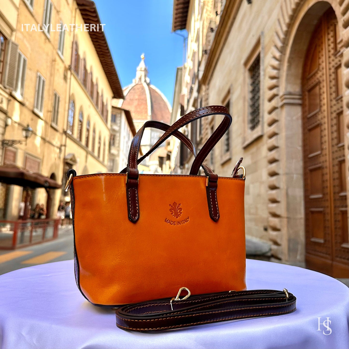 Italian Handmade Leather Bags For Women l l Elegant Leather Tote From Florence, Small boat bag, Made in Italy