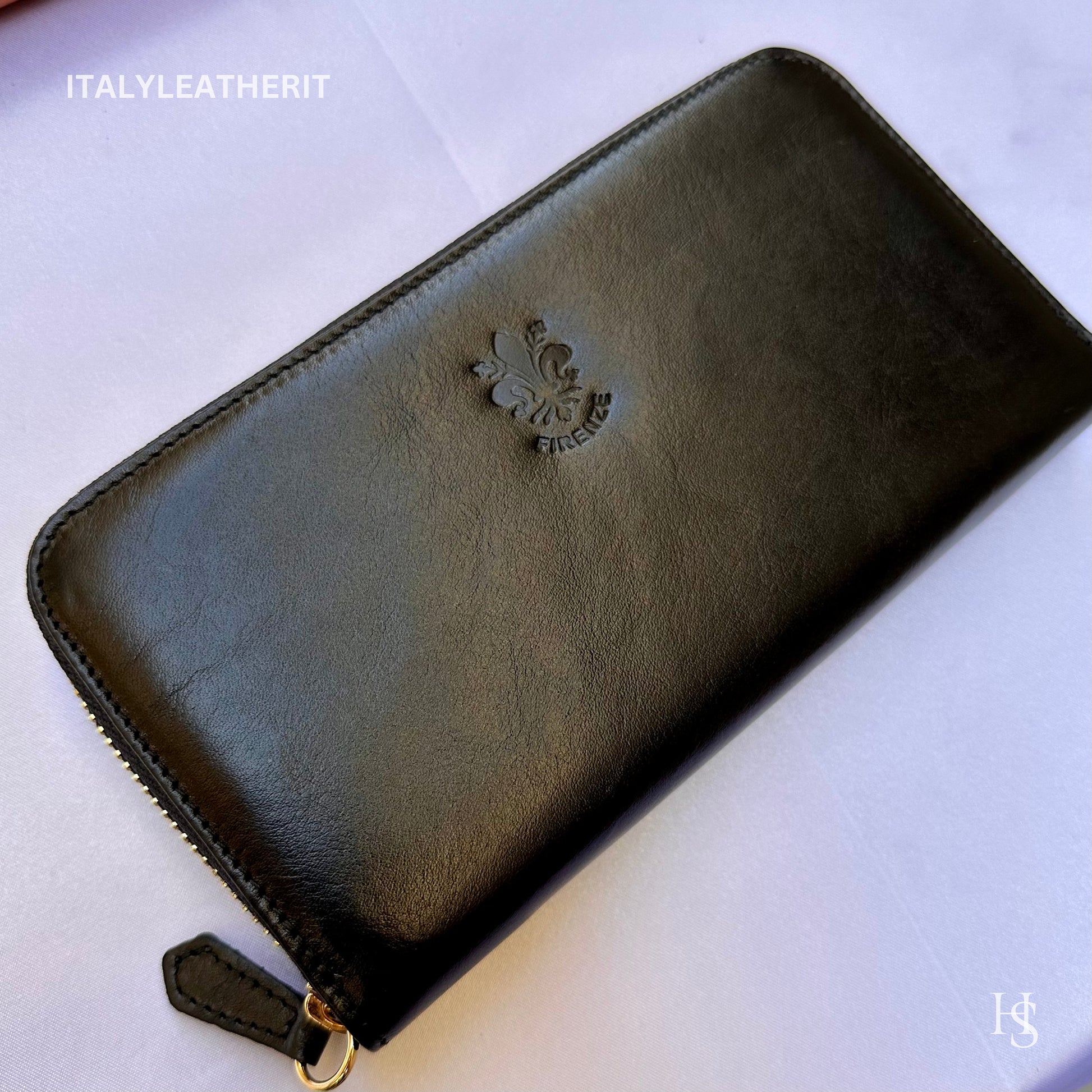 Italian Handmade Leather Wallet For Women | Florence Craftsmanship | Genuine Leather | Women's Fashion Accessory l Black wallet