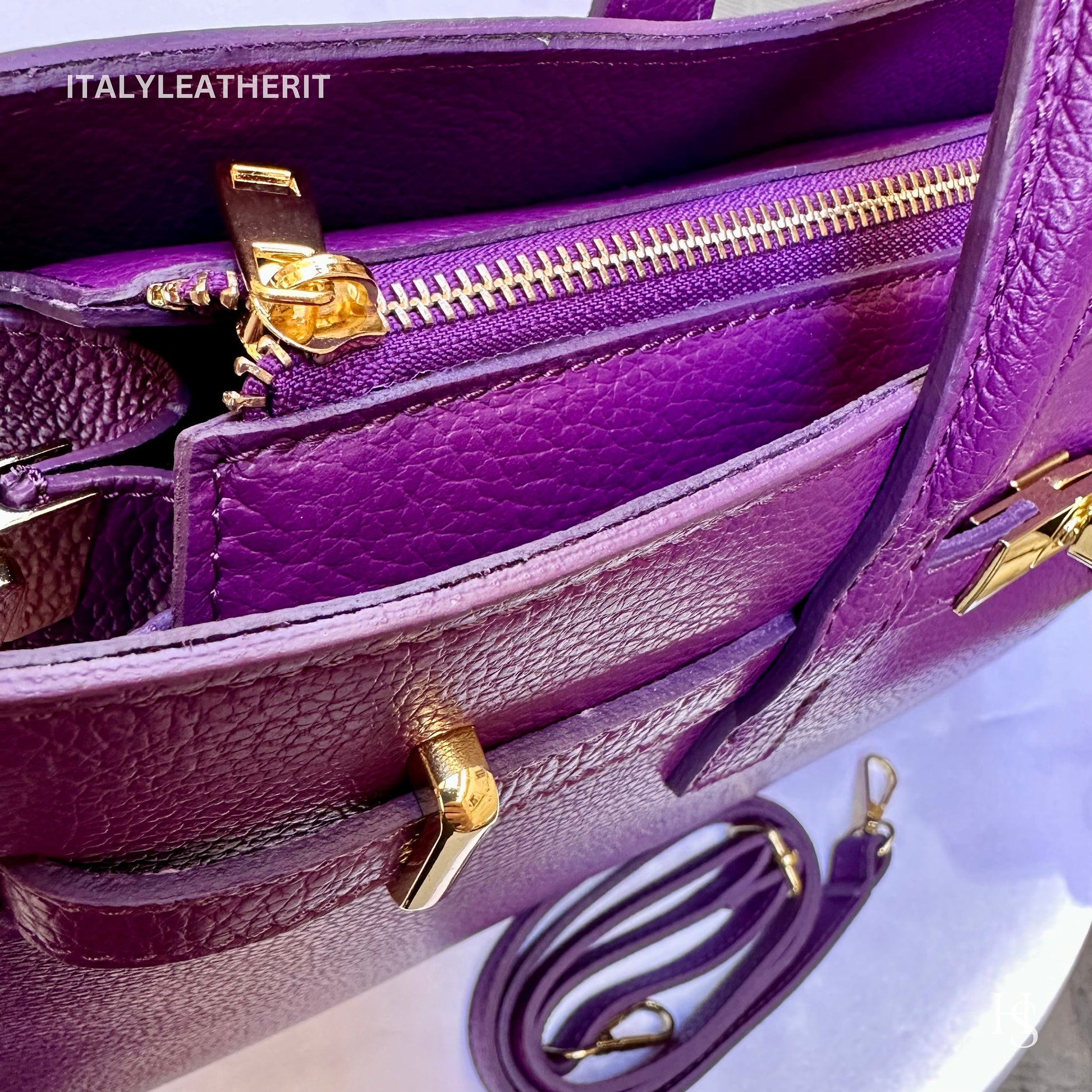 Italian Handmade Leather Bags for Women | Elegant Tote & Purse from Florence, Purple Leather bag