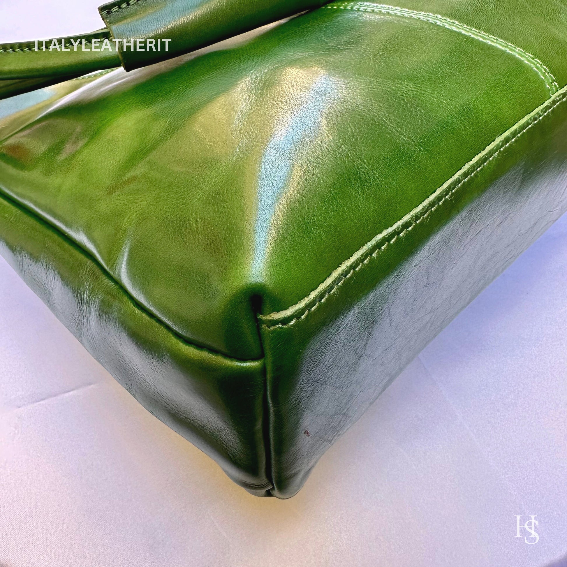 Italian Handmade Leather Bags For Women l l Elegant Leather Tote From Florence, Made in Italy, green shoulder bag