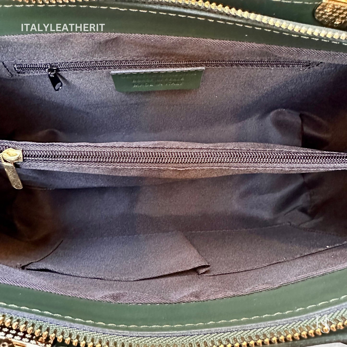 Italian Handmade Leather Bags For Woman l l Elegant Leather Tote From Florence || Made in Italy , Green leather tote