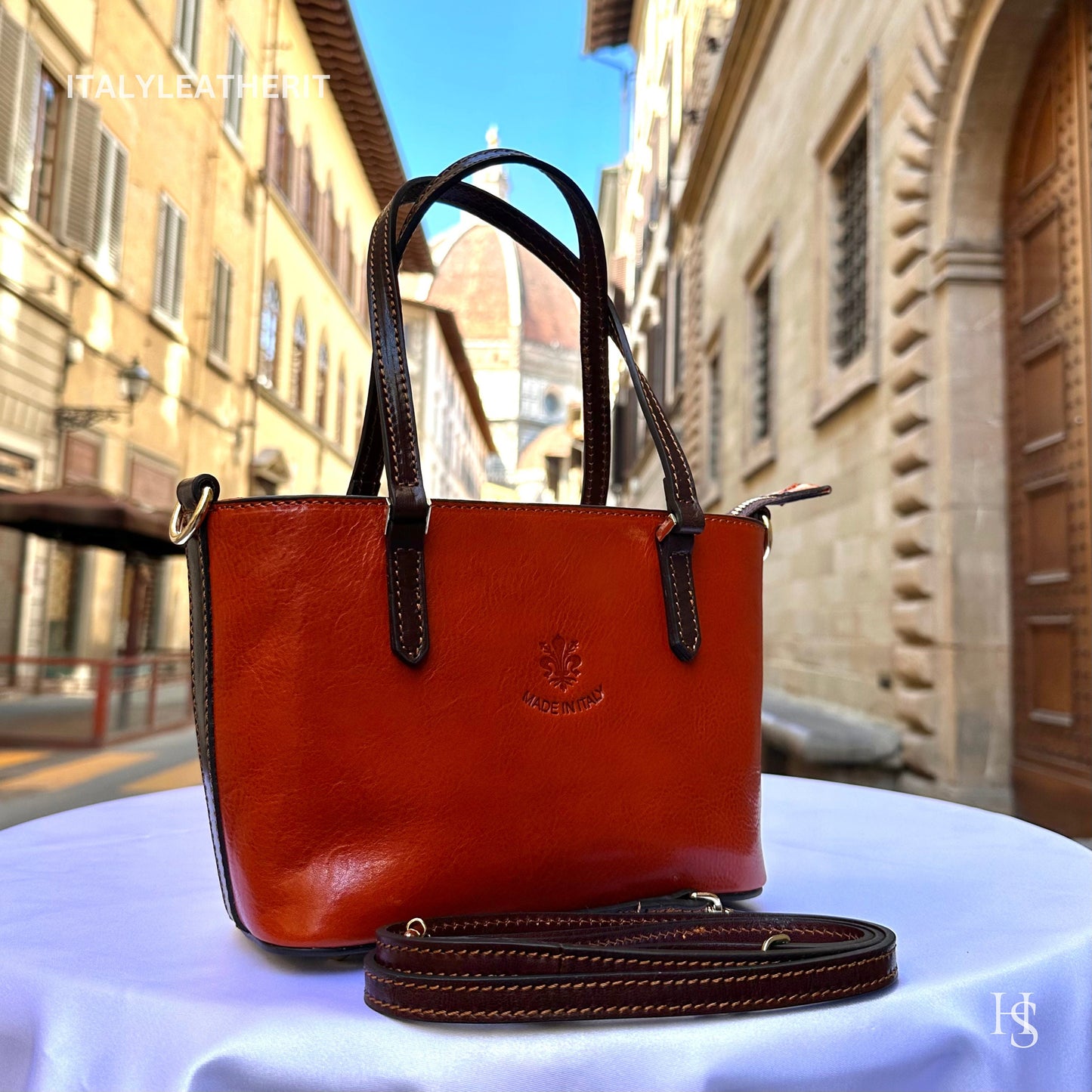 Italian Handmade Leather Bags For Women l Elegant Leather Tote From Florence, Small boat bag, Made in Italy