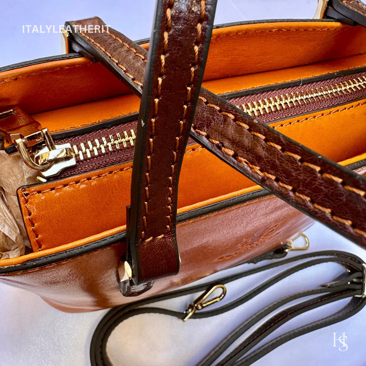 Italian Handmade Leather Bags For Women l l Elegant Leather Tote From Florence, Small boat bag, Made in Italy