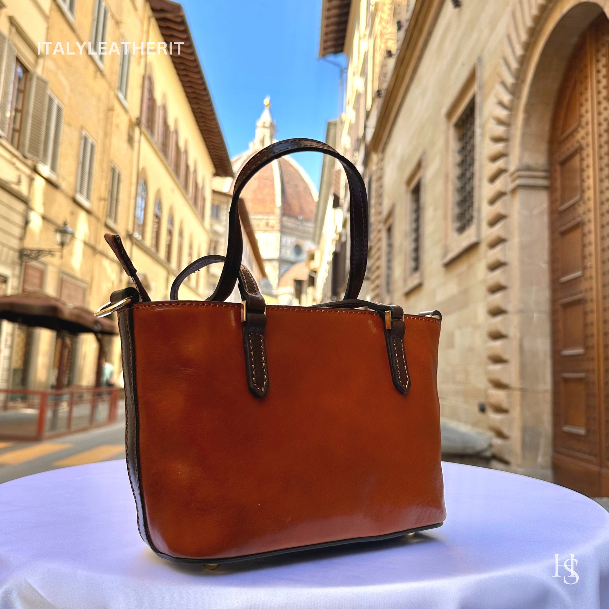 Italian Handmade Leather Bags For Women l l Elegant Leather Tote From Florence, Small boat bag, Made in Italy, Brown leather tote