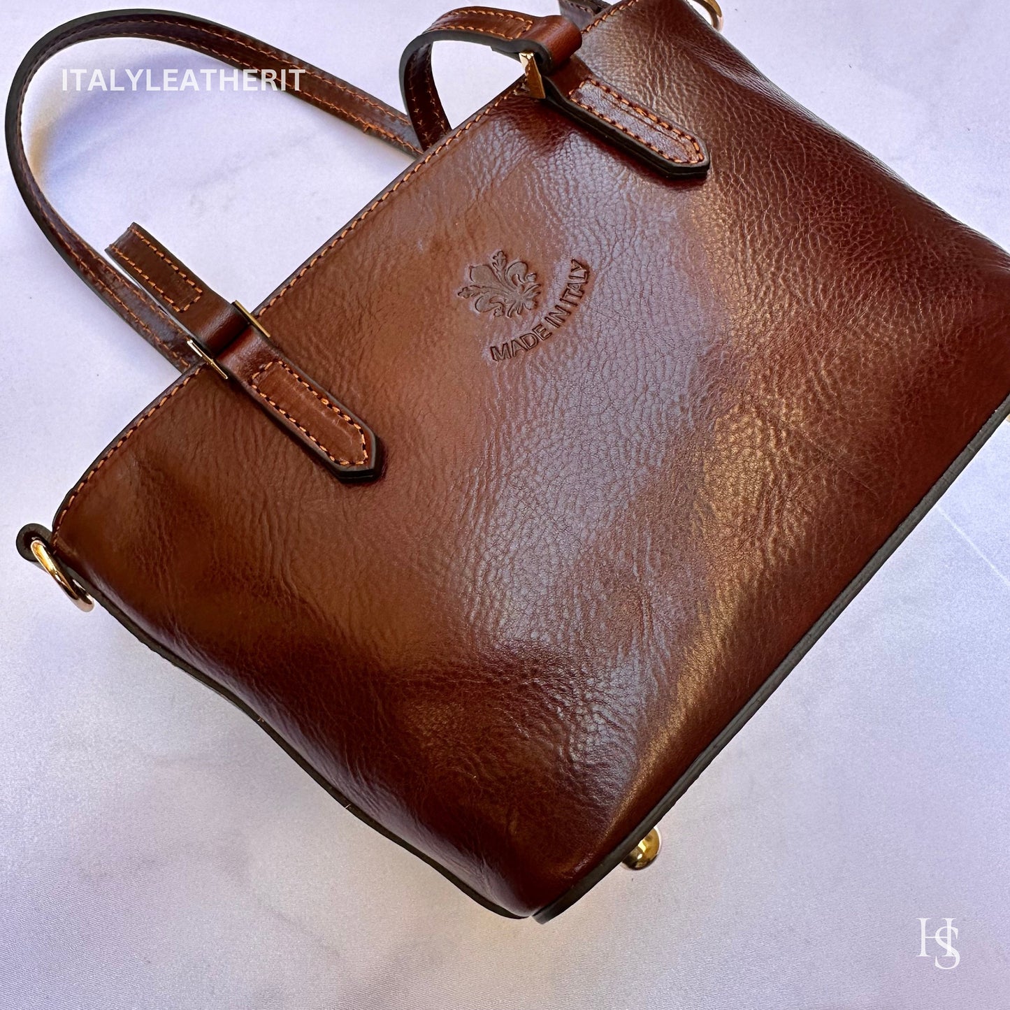Italian Handmade Leather Bags For Women l l Elegant Leather Tote From Florence, Small boat bag, Made in Italy