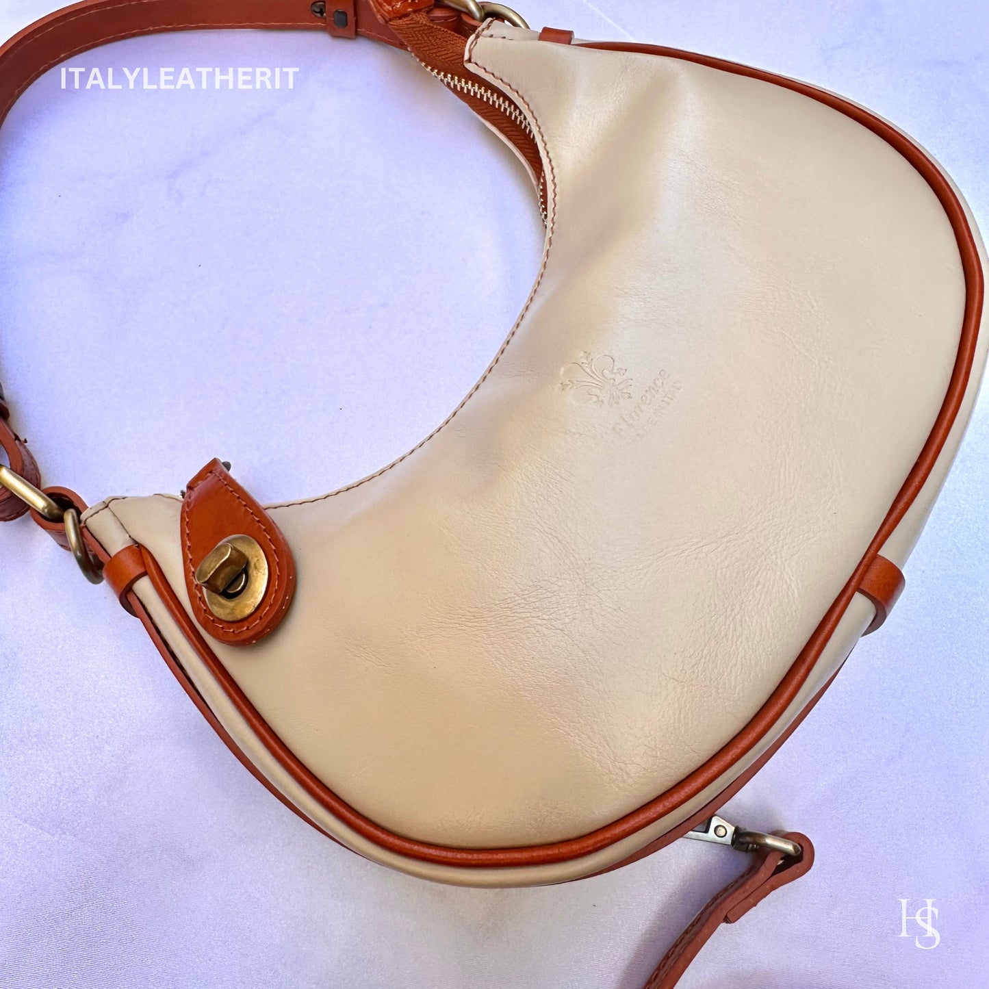 Italian Handmade Leather Bags For Women l l Elegant Leather Tote From Florence, Made in Italy, beige- brown tote