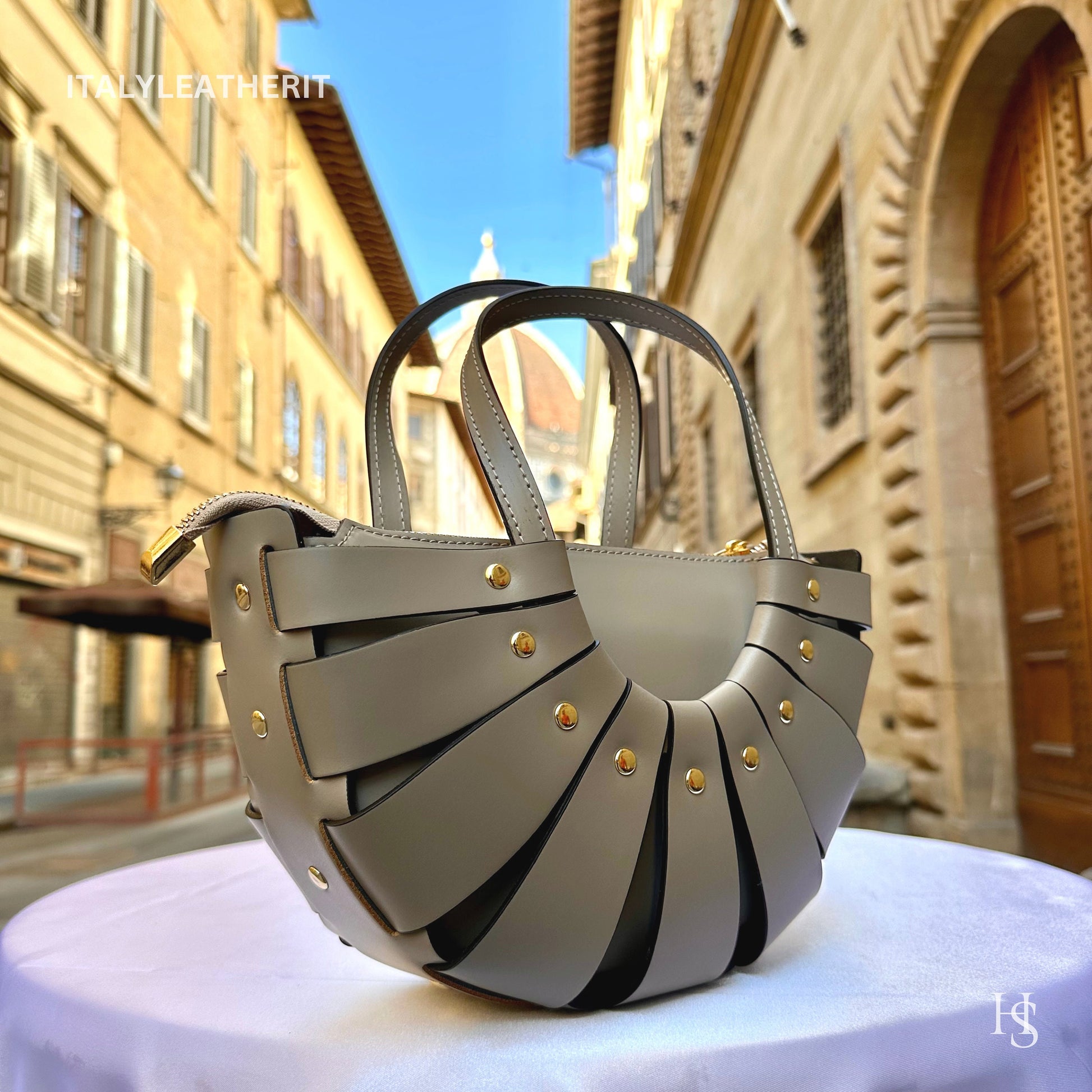 Italian Handmade Leather Bags For Women l l Elegant Leather Tote From Florence, Taupe leather tote, Anniversary Gift