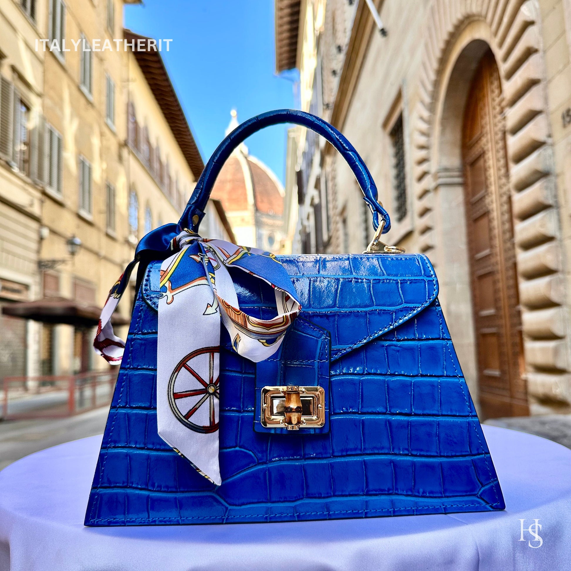 Italian Handmade Leather Bags For Women l l Elegant Leather Tote From Florence ll Handmade Italy, blue leather tote
