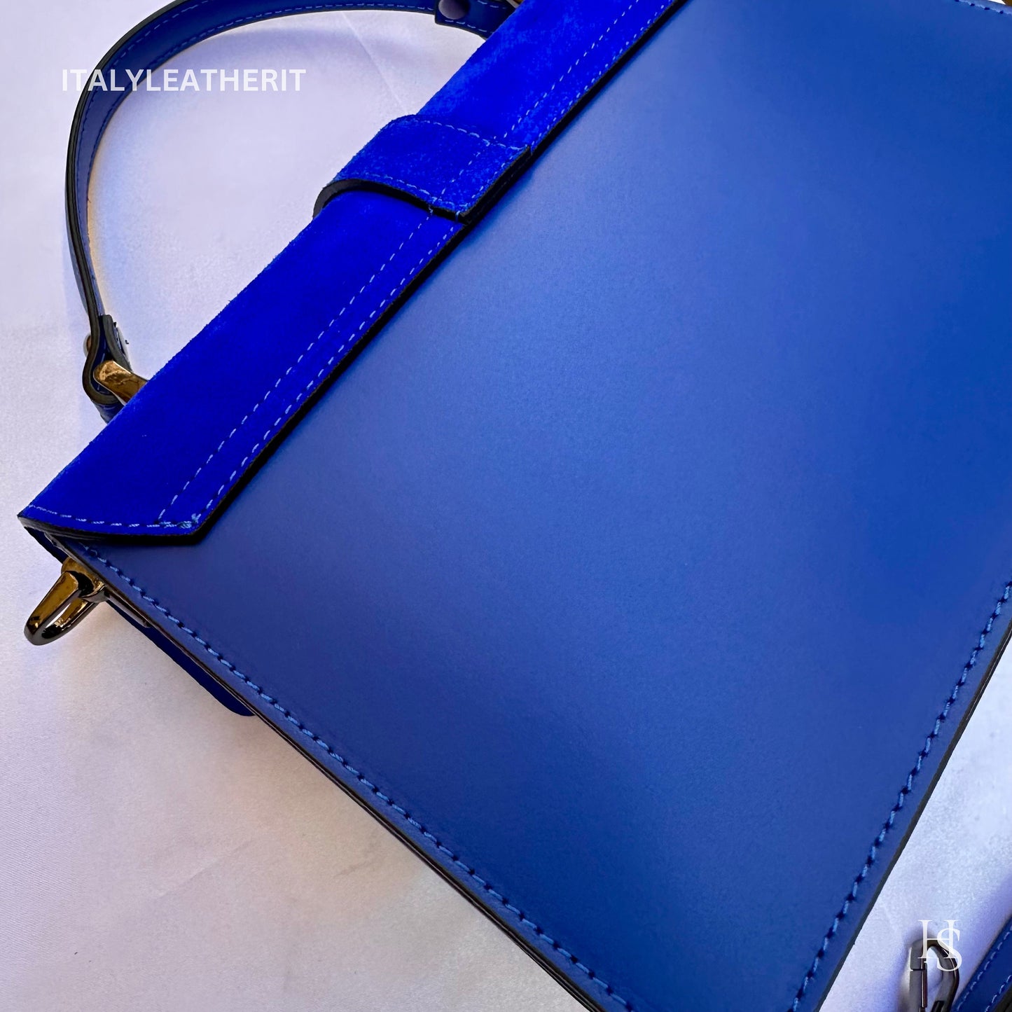 Italian Handmade Leather Bags For Women | Elegant Leather Tote From Florence | Made in Italy | Blue Leather Tote Bag