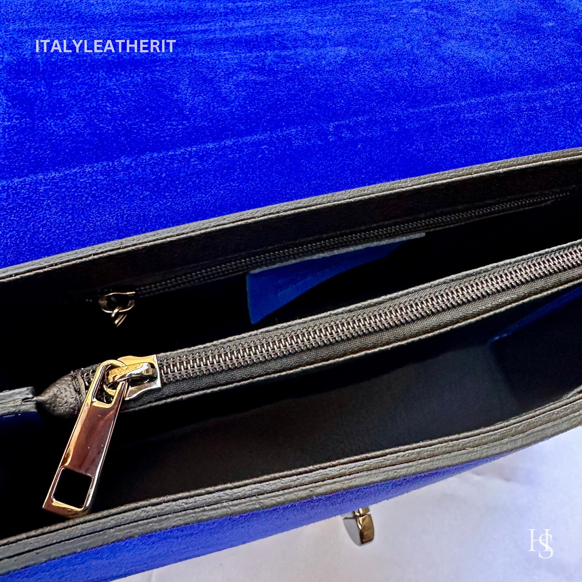 Italian Handmade Leather Bags For Women | Elegant Leather Tote From Florence | Made in Italy | Blue Leather Tote Bag