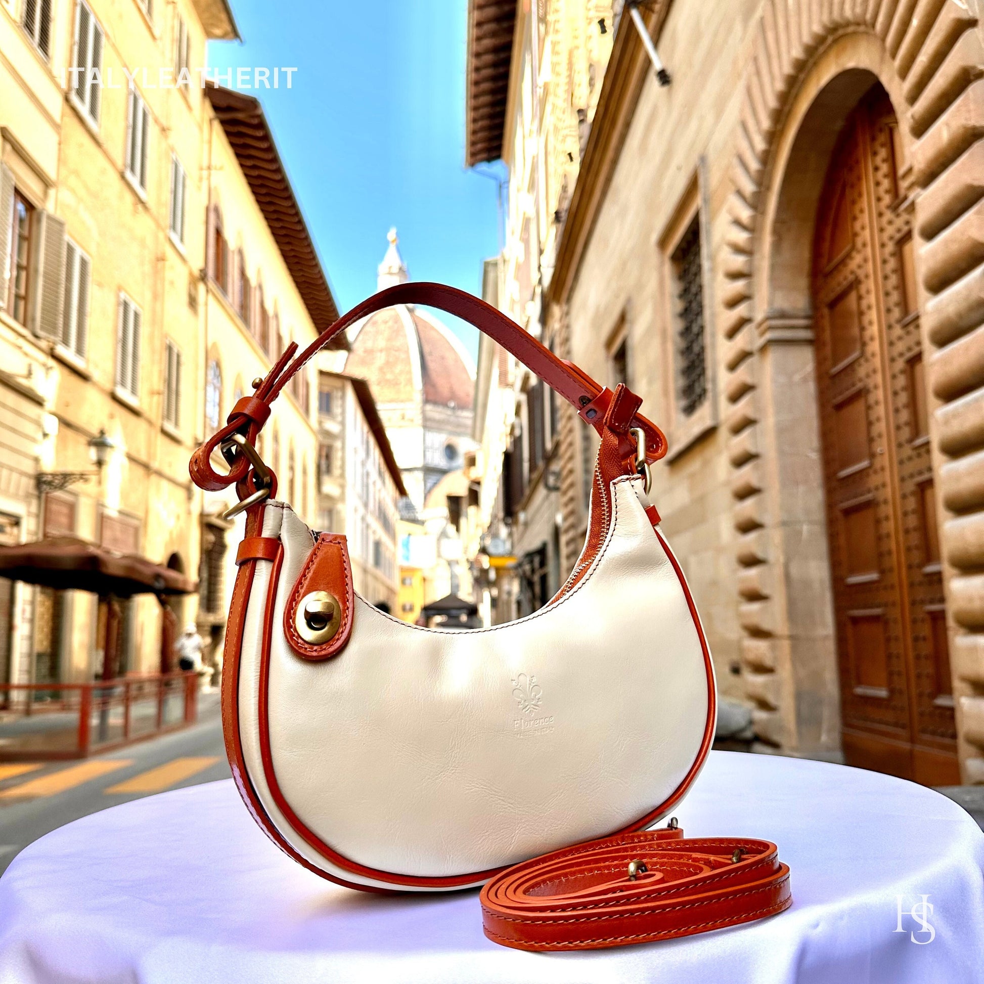 Italian Handmade Leather Bags For Women l l Elegant Leather Tote From Florence, Made in Italy, beige- brown tote