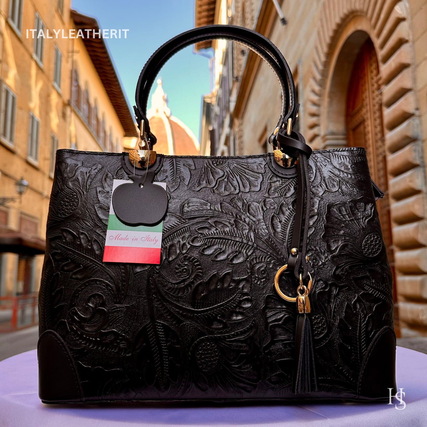 Italian Handmade Leather Bags For Woman l l Elegant Leather Tote From Florence || Made in Italy, Black leather tote