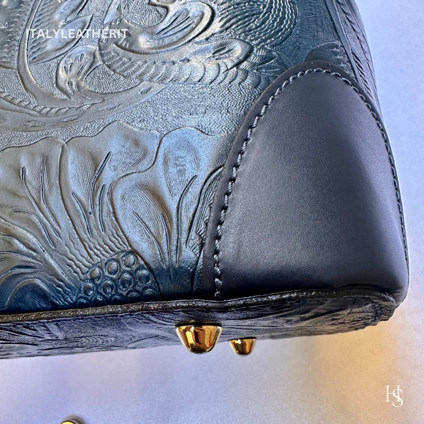 Italian Handmade Leather Bags For Woman l l Elegant Leather Tote From Florence || Made in Italy , Navy blue purse
