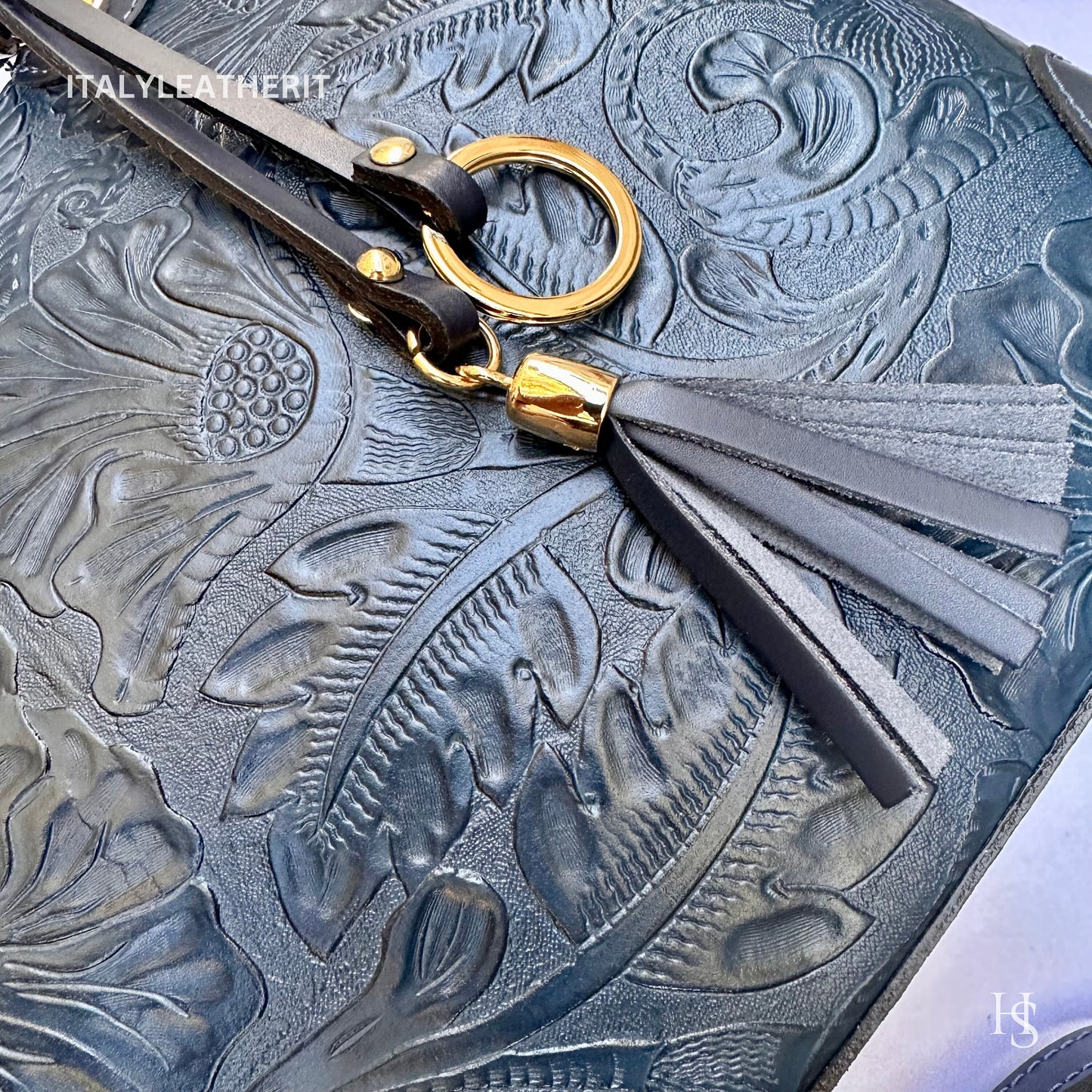 Italian Handmade Leather Bags For Woman l l Elegant Leather Tote From Florence || Made in Italy , Navy blue purse