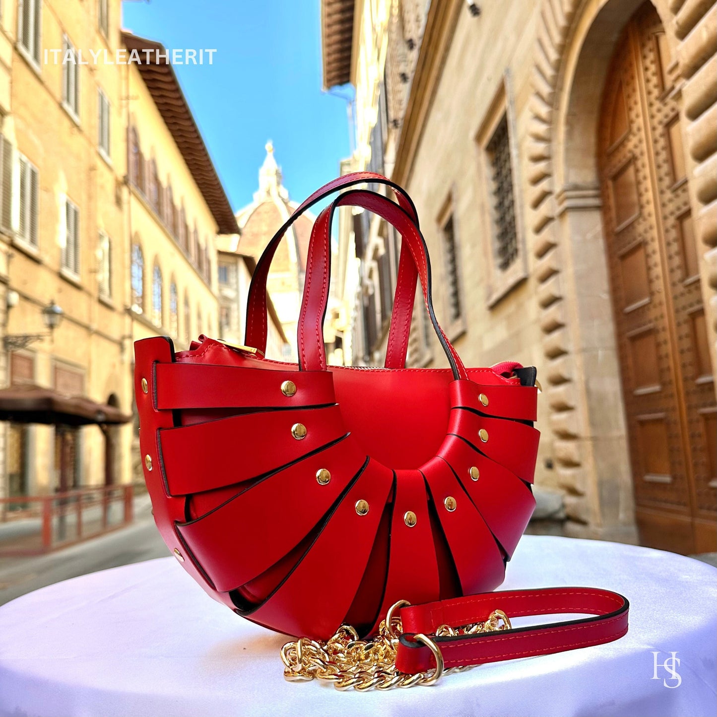Italian Handmade Leather Bags For Women l l Elegant Leather Tote From Florence, Red leather tote, Made in Italy