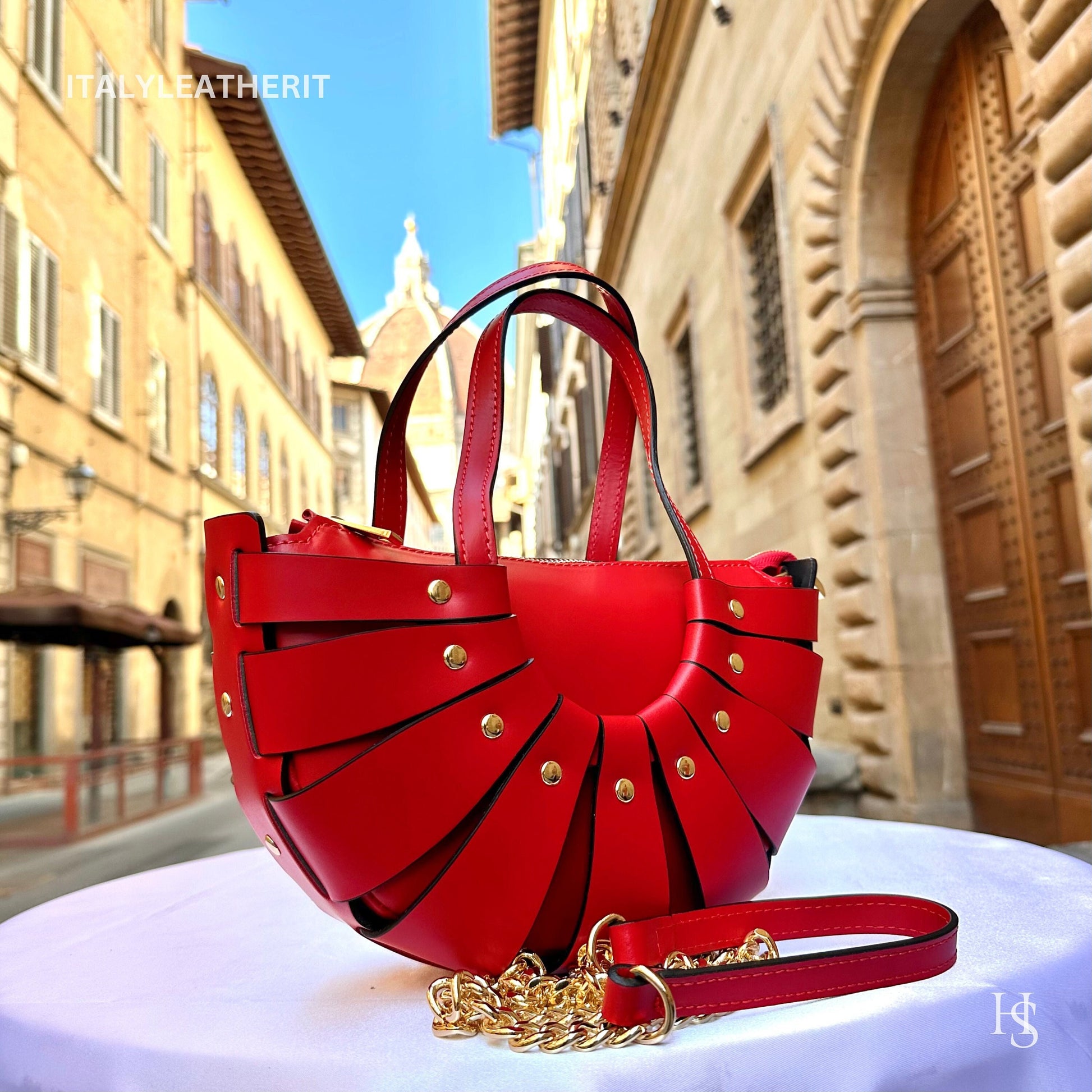 Italian Handmade Leather Bags For Women l l Elegant Leather Tote From Florence, Red leather tote, Made in Italy