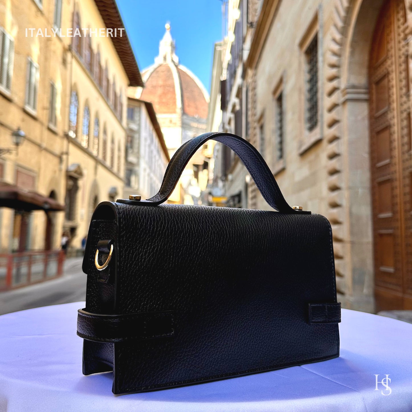 Italian Handmade Leather Bags For Women | Elegant Leather Tote From Florence | Black Handbag and Shoulder Bag