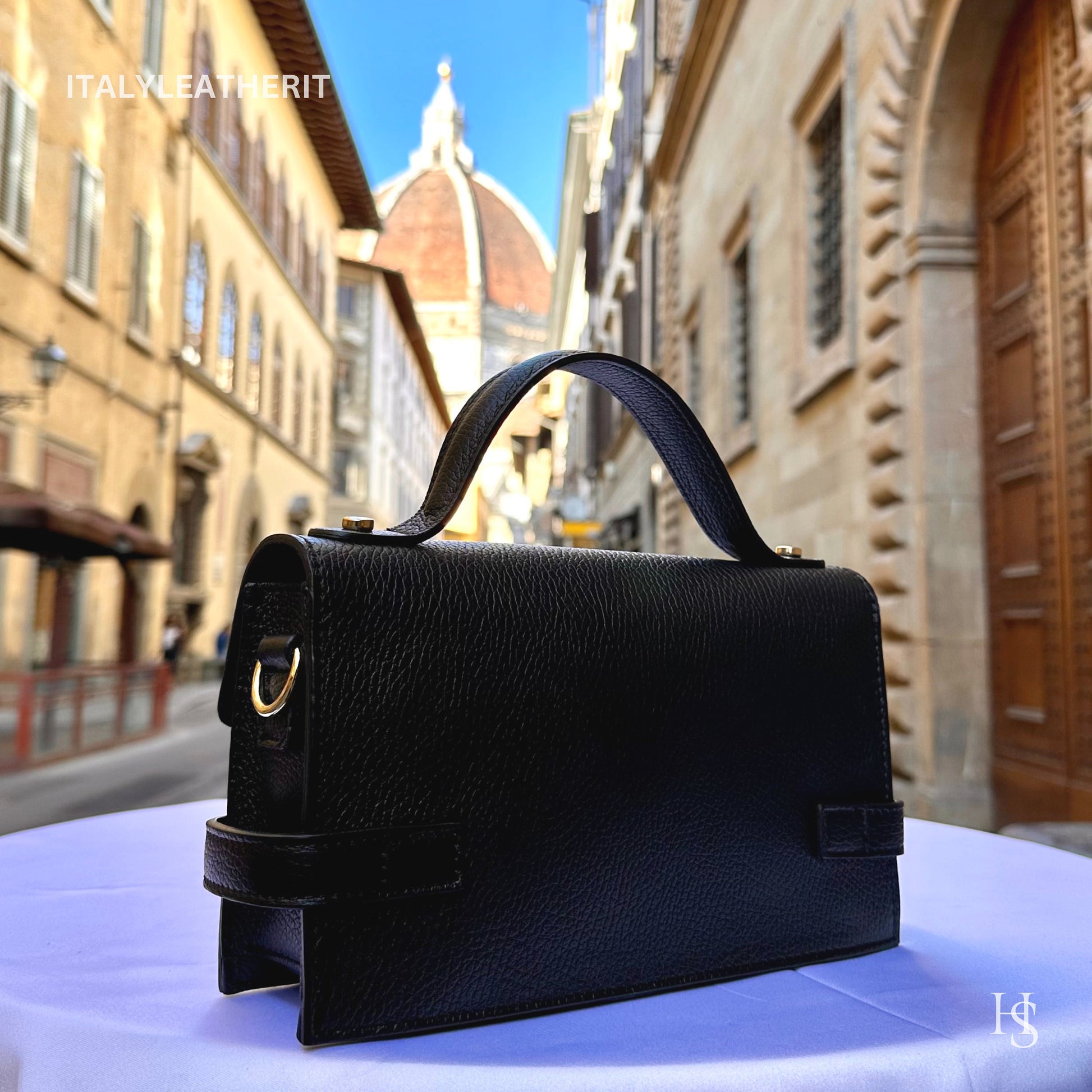 Italian Handmade Leather Bags For Women | Elegant Leather Tote From Florence | Black Handbag and Shoulder Bag