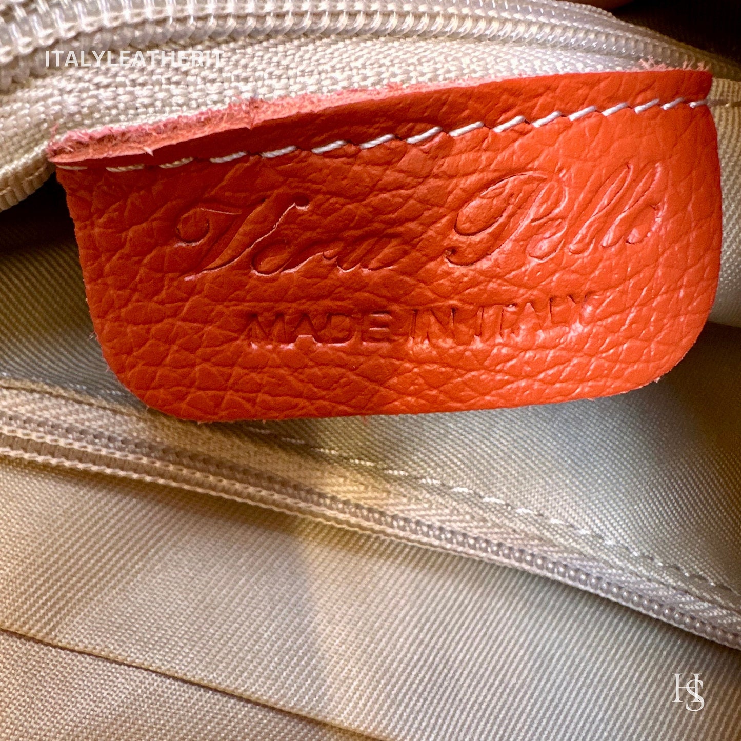 Italian Handmade Soft Leather Bags For Women l Soft Leather From Florence l Orange shoulder Bag