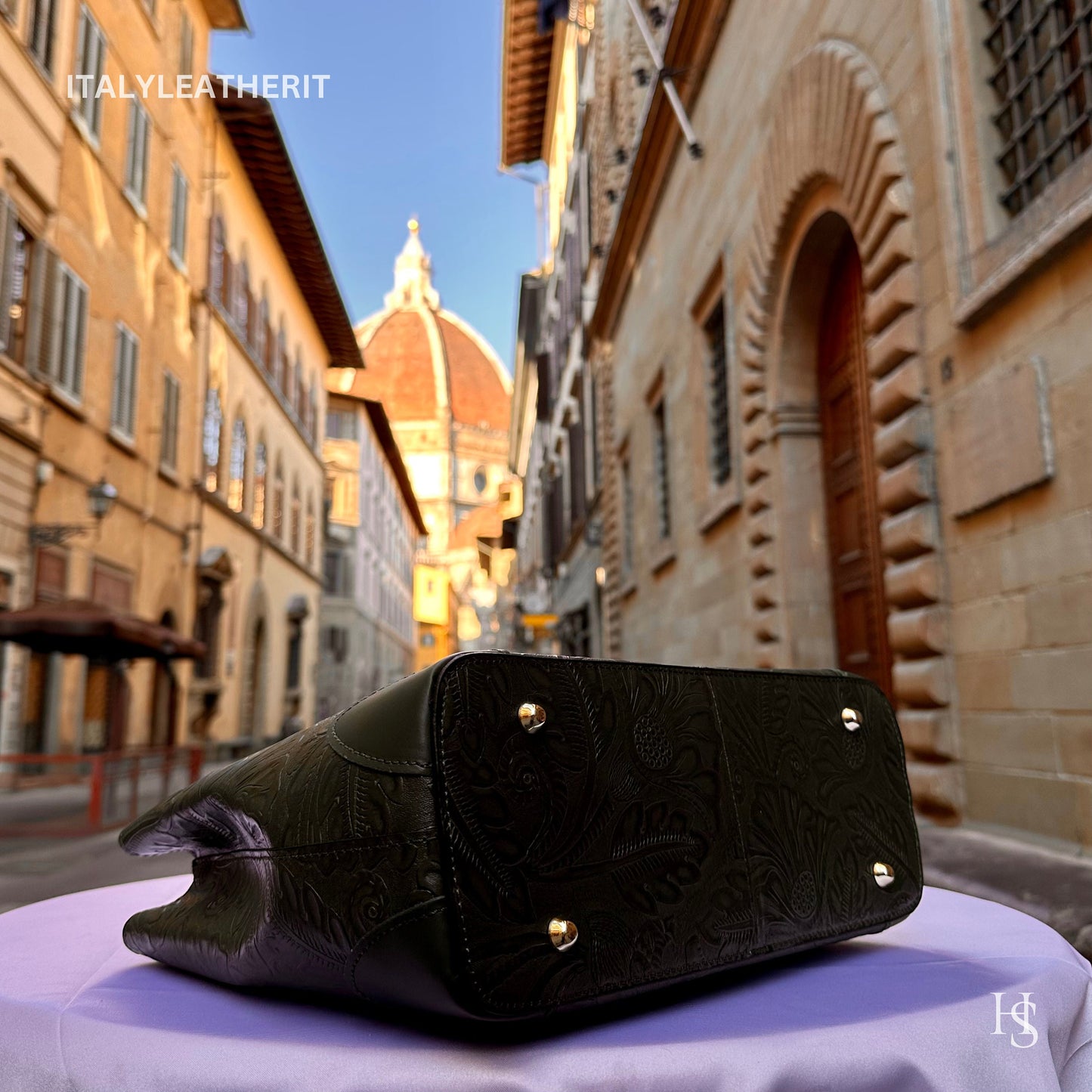 Italian Handmade Leather Bags For Woman l l Elegant Leather Tote From Florence || Made in Italy , Green leather tote