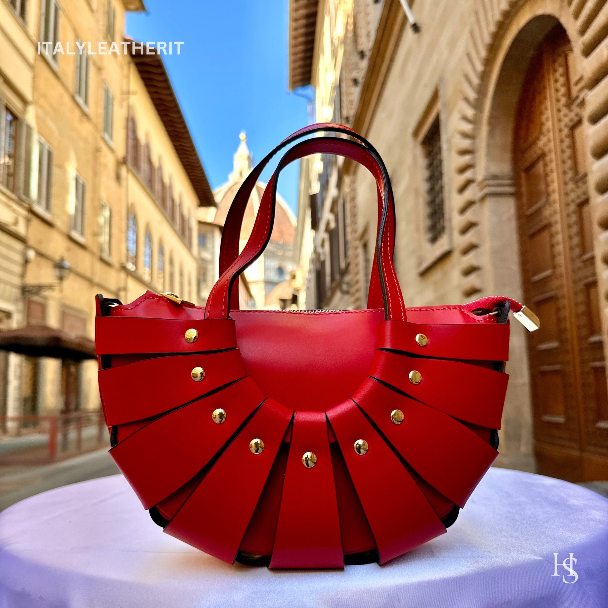 Italian Handmade Leather Bags For Women l l Elegant Leather Tote From Florence, Red leather tote, Made in Italy