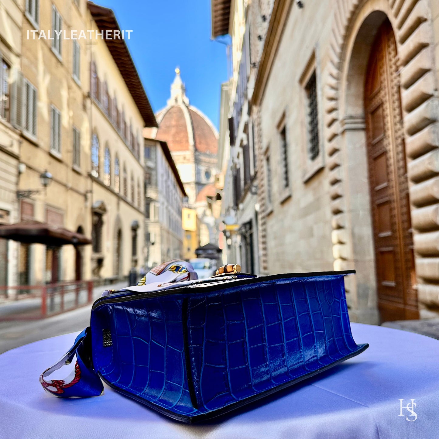 Italian Handmade Leather Bags For Women l l Elegant Leather Tote From Florence ll Handmade Italy, blue leather tote