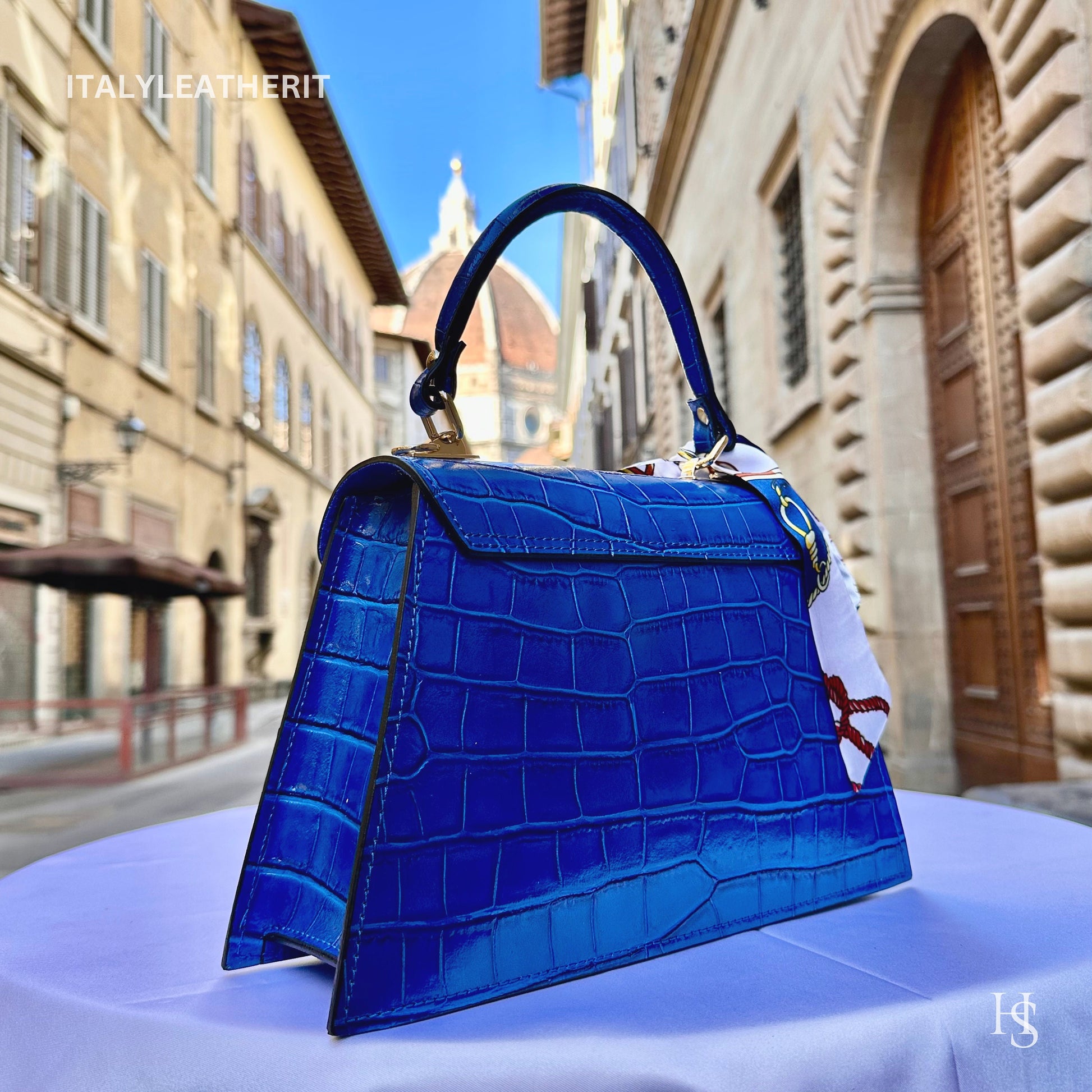 Italian Handmade Leather Bags For Women l l Elegant Leather Tote From Florence ll Handmade Italy, blue leather tote