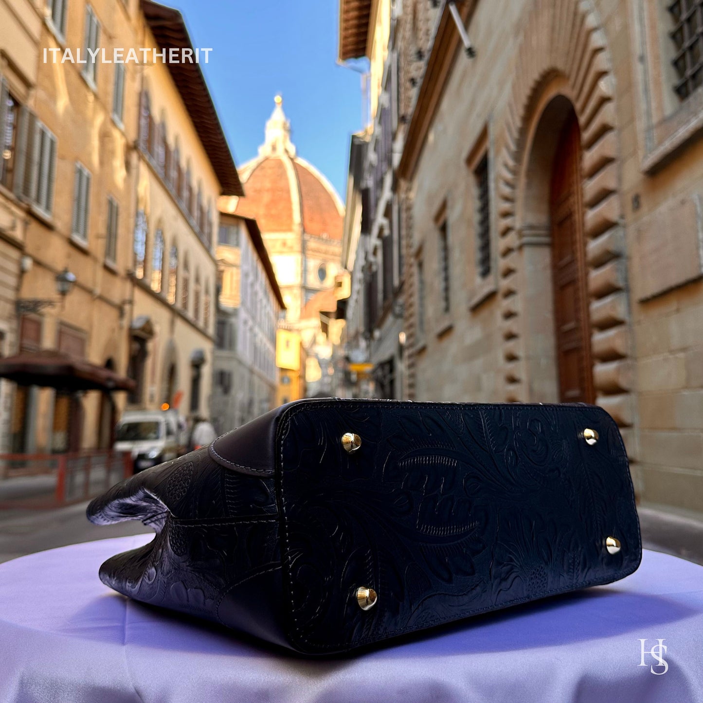 Italian Handmade Leather Bags For Woman l l Elegant Leather Tote From Florence || Made in Italy , Navy blue purse