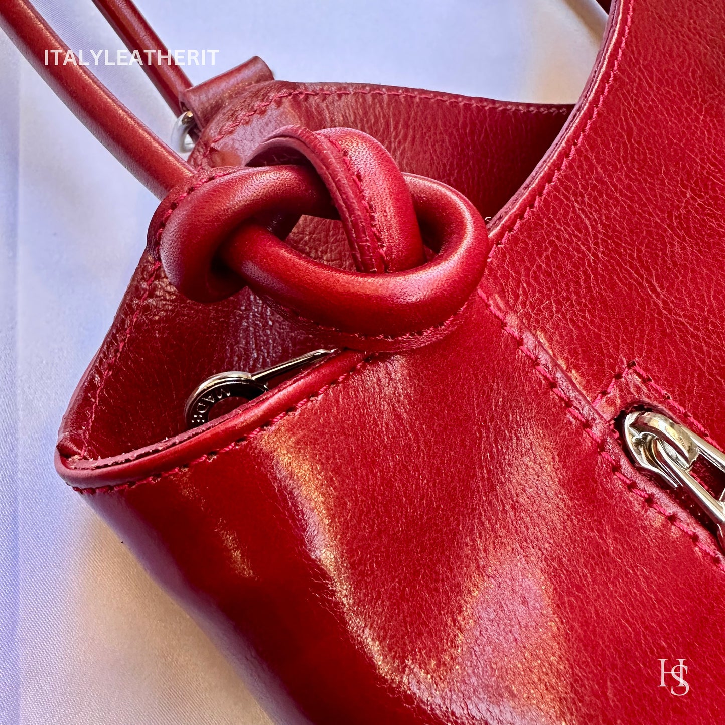 Italian Handmade Leather Bags For Women l l Elegant Leather Tote From Florence, Red Backpack and Shoulder Bag
