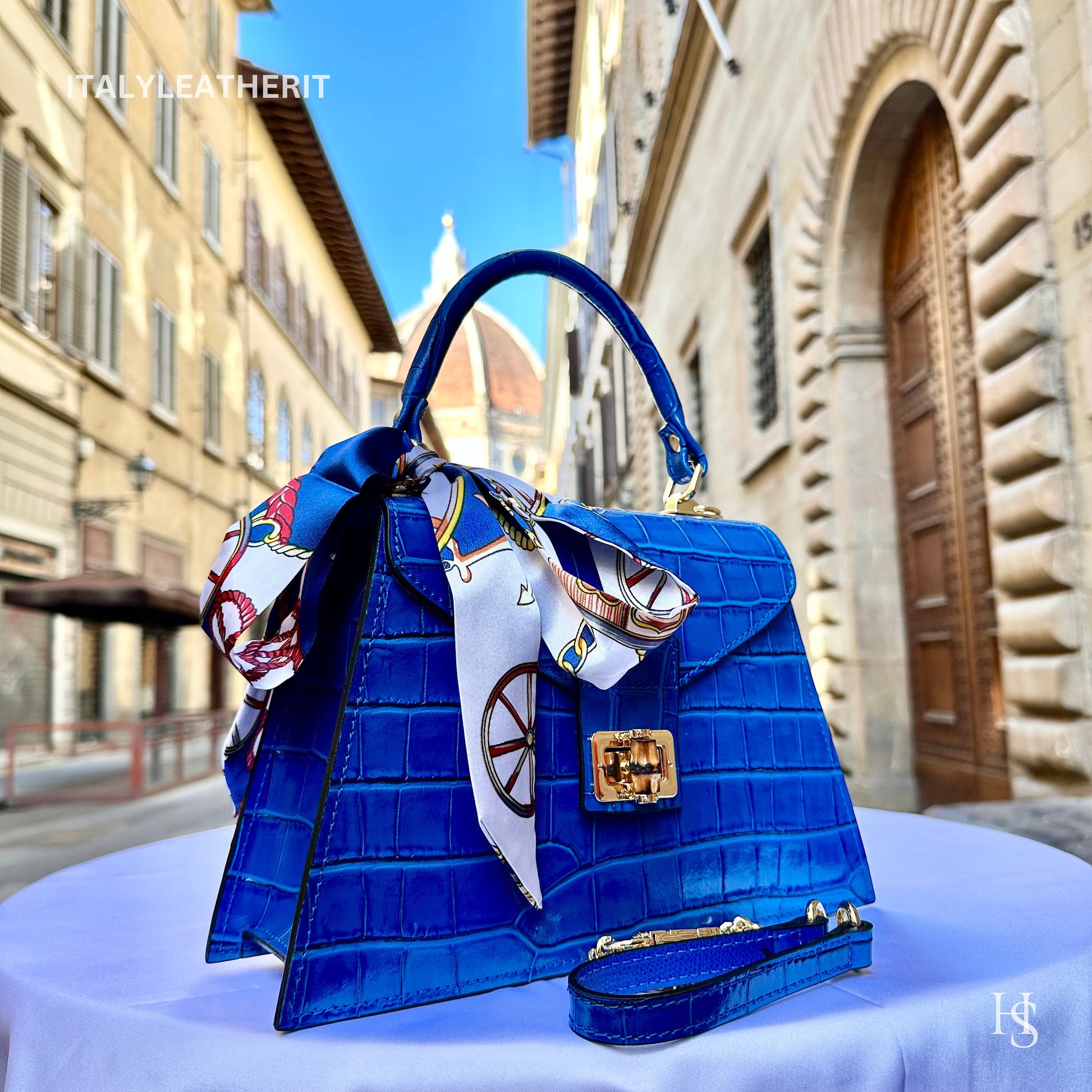 Italian Handmade Leather Bags For Women l l Elegant Leather Tote From Florence ll Handmade Italy, blue leather tote