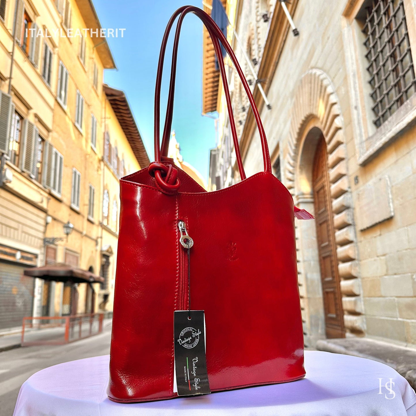 Italian Handmade Leather Bags For Women l l Elegant Leather Tote From Florence, Red Backpack and Shoulder Bag