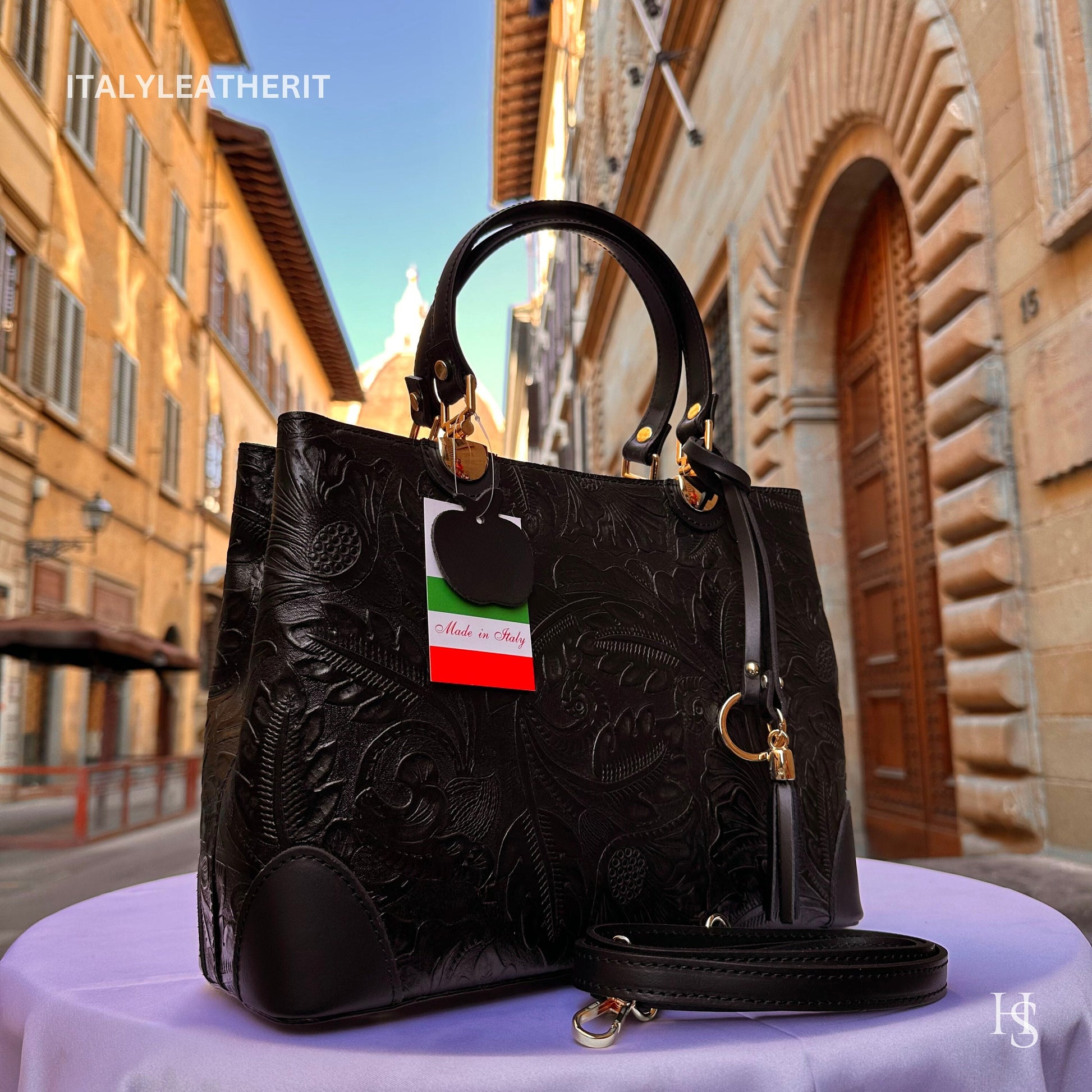 Italian Handmade Leather Bags For Woman l l Elegant Leather Tote From Florence || Made in Italy, Black leather tote