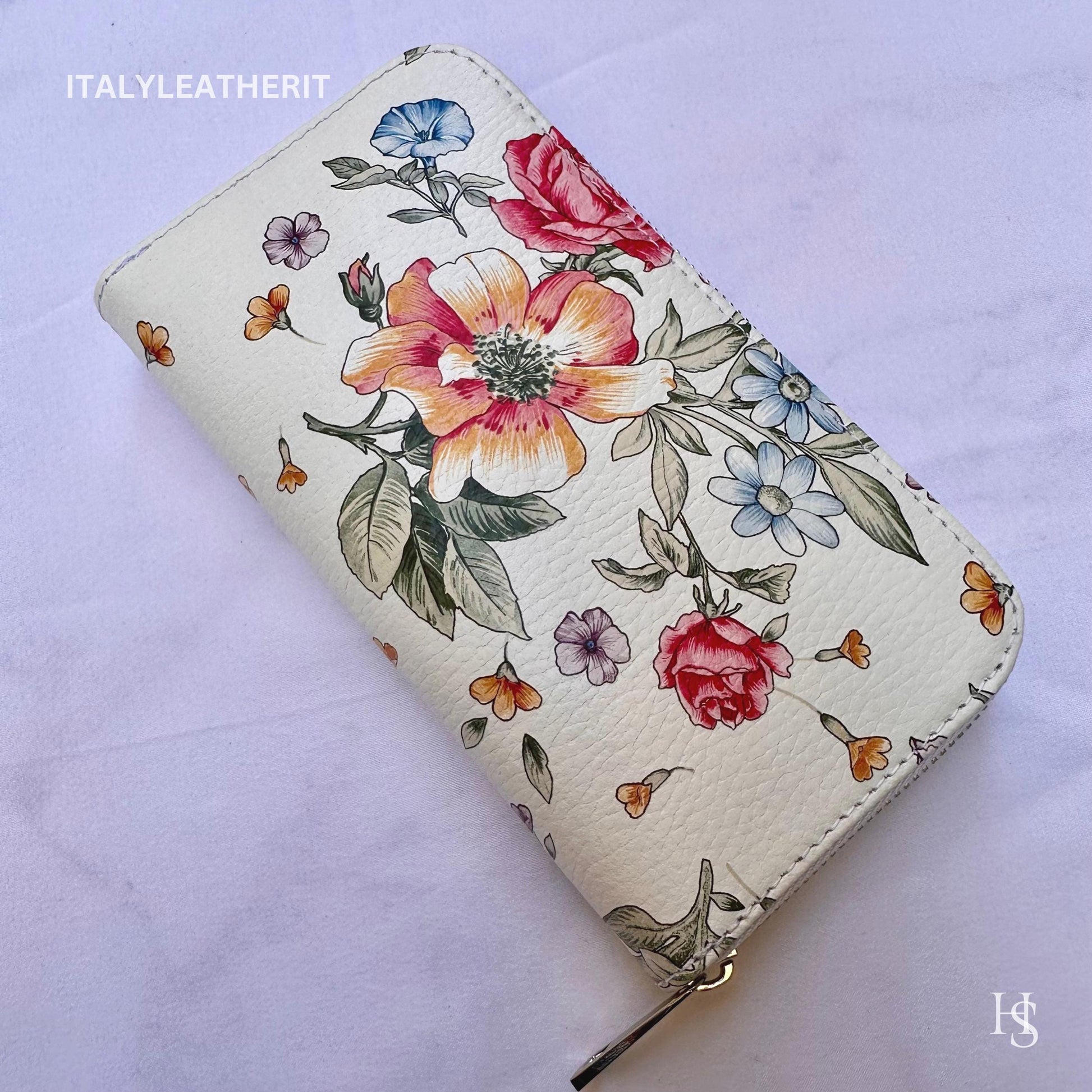 Italian Handmade Leather Wallet For Women | Florence Craftsmanship | Genuine Leather | Flower Wallet