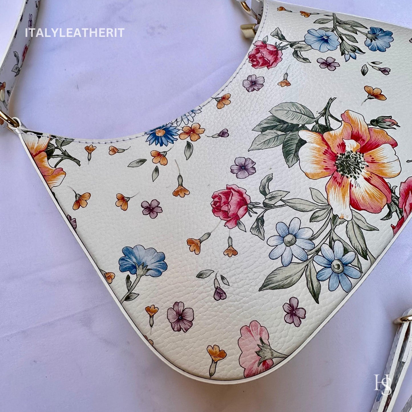 Italian Handmade Leather Bags For Women l Elegant Leather Tote From Florence, Made in Italy, Flower bag
