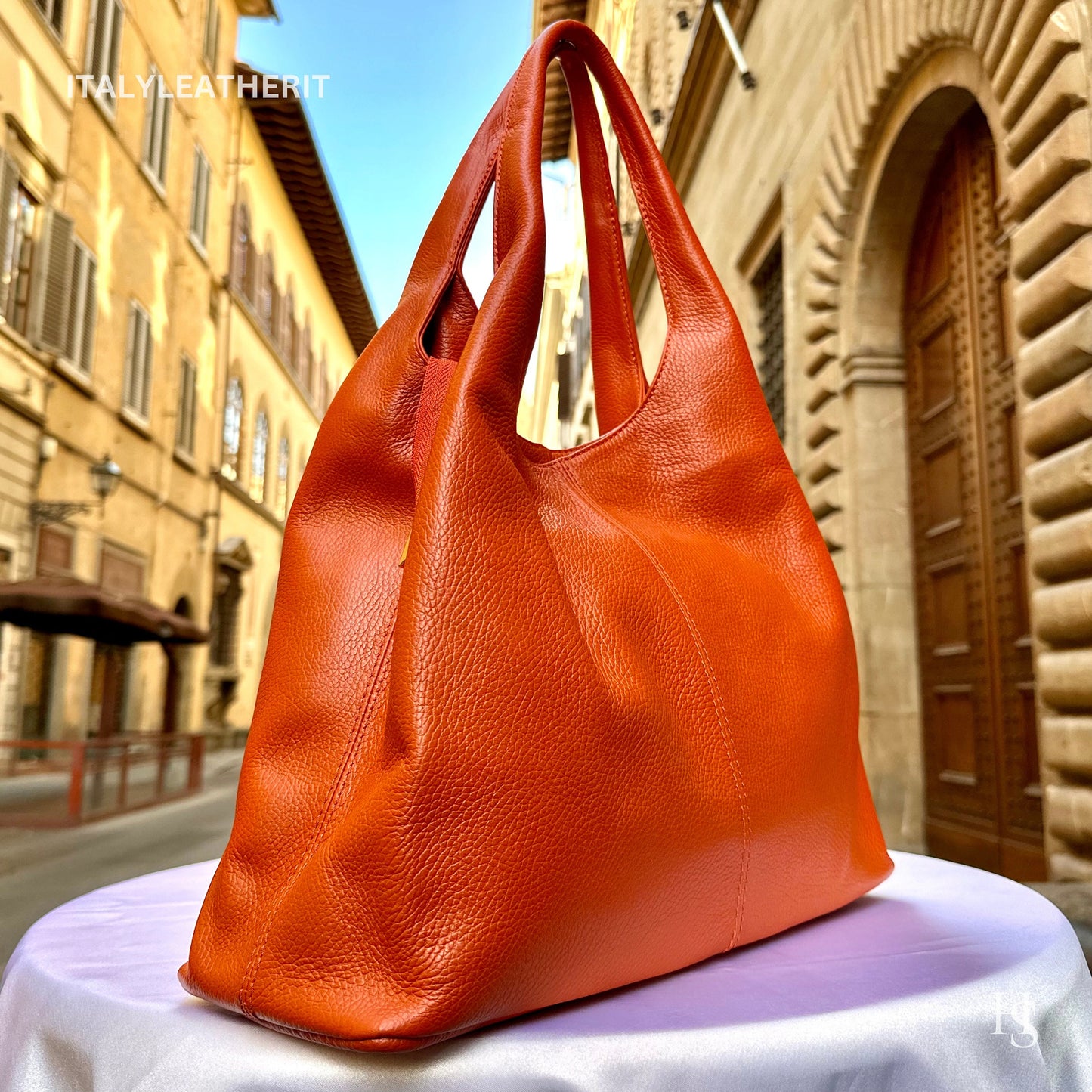 Italian Handmade Soft Leather Bags For Women l Soft Leather From Florence l Orange shoulder Bag