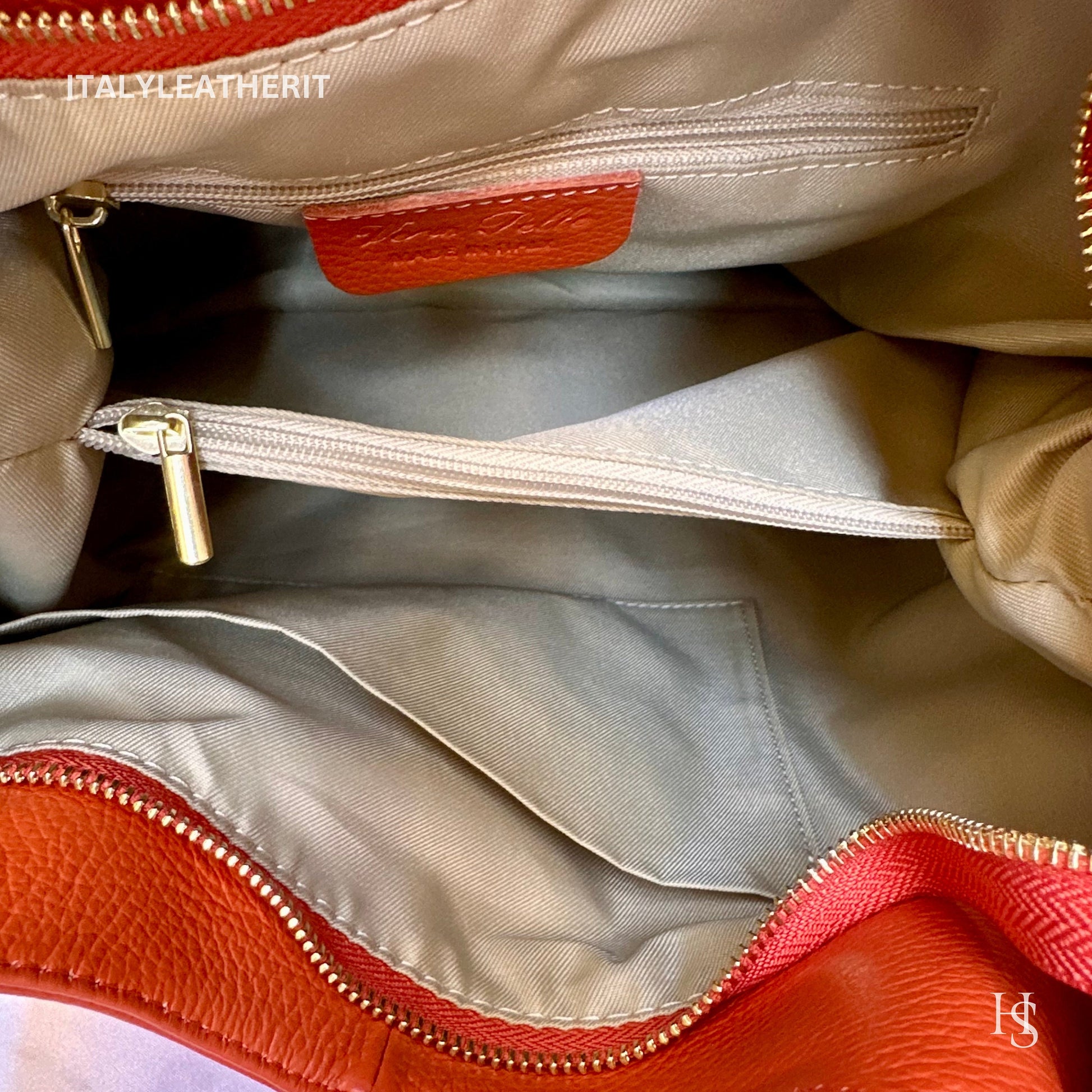 Italian Handmade Soft Leather Bags For Women l Soft Leather From Florence l Orange shoulder Bag