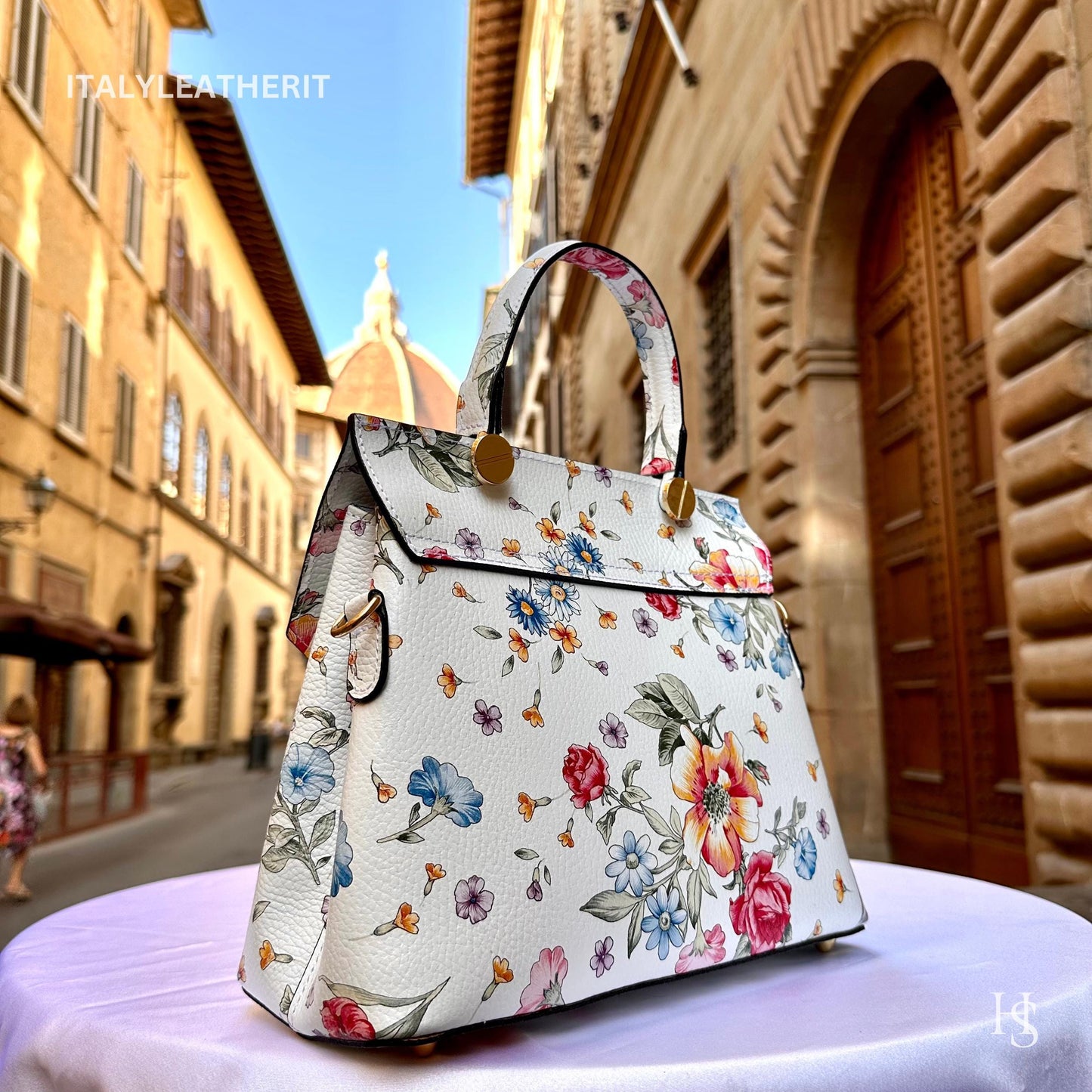 Italian Handmade Leather Bags For Women l Elegant Leather Tote From Florence || Made in Italy, Flower Purse
