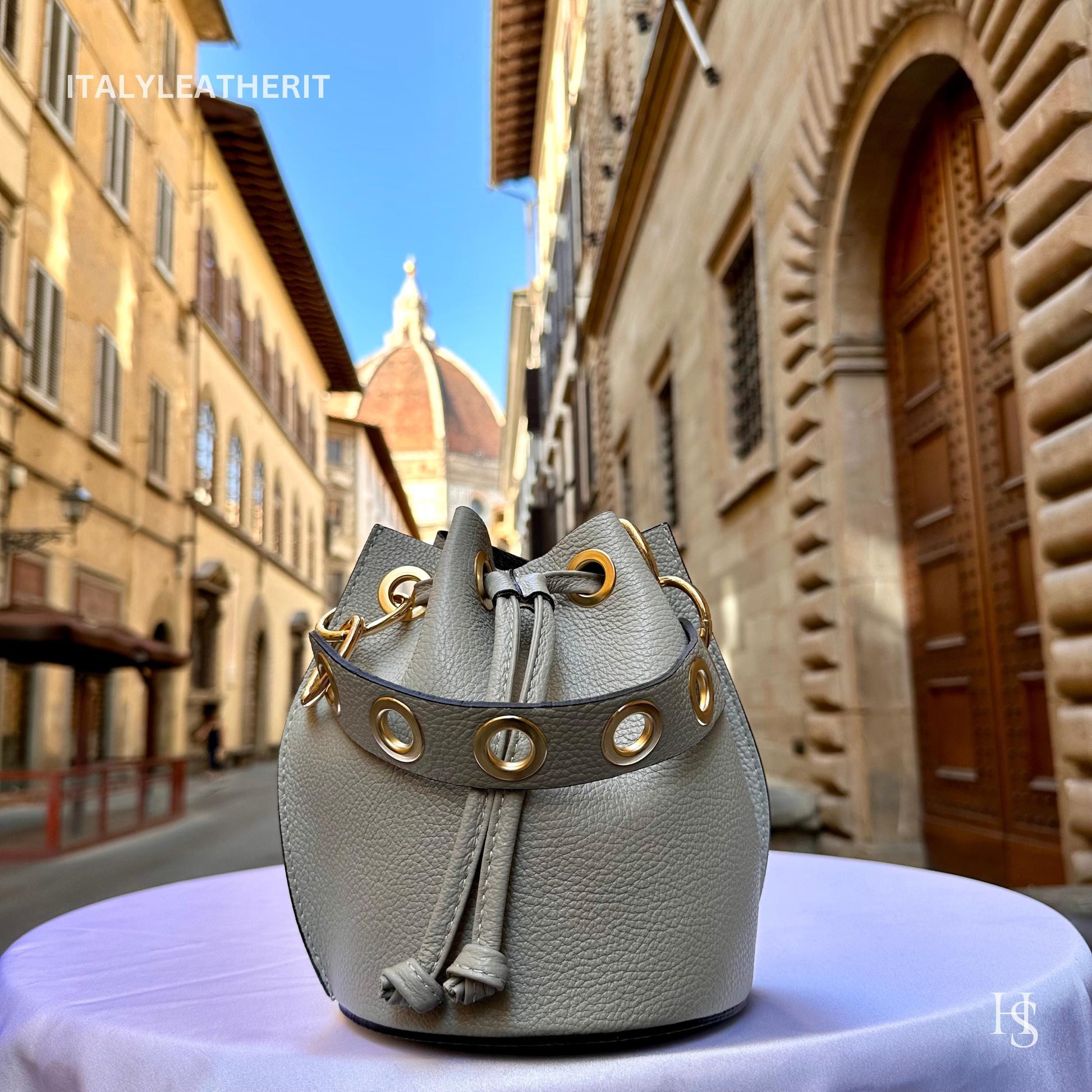 Italian Handmade Leather Bags For Women l l Elegant Leather Tote From Florence, Bucket bag, Gray bag