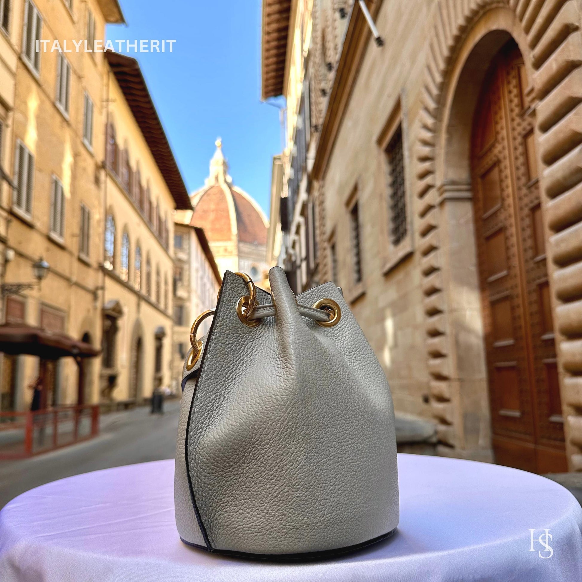 Italian Handmade Leather Bags For Women l l Elegant Leather Tote From Florence, Bucket bag, Gray bag
