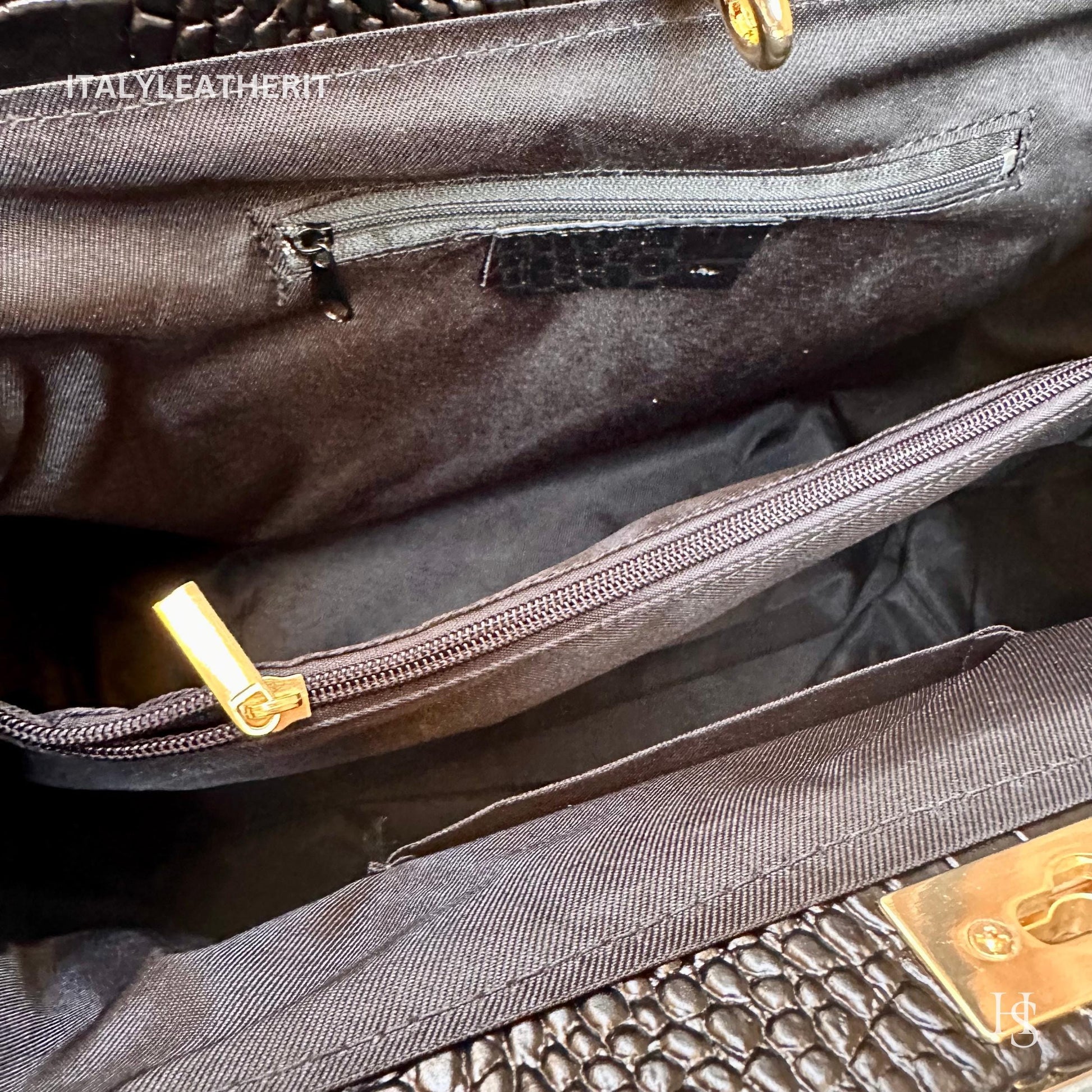 Italian Handmade Leather Bags For Woman l l Elegant Leather Tote From Florence, Black bag, Lock bag, Real Horse Hair