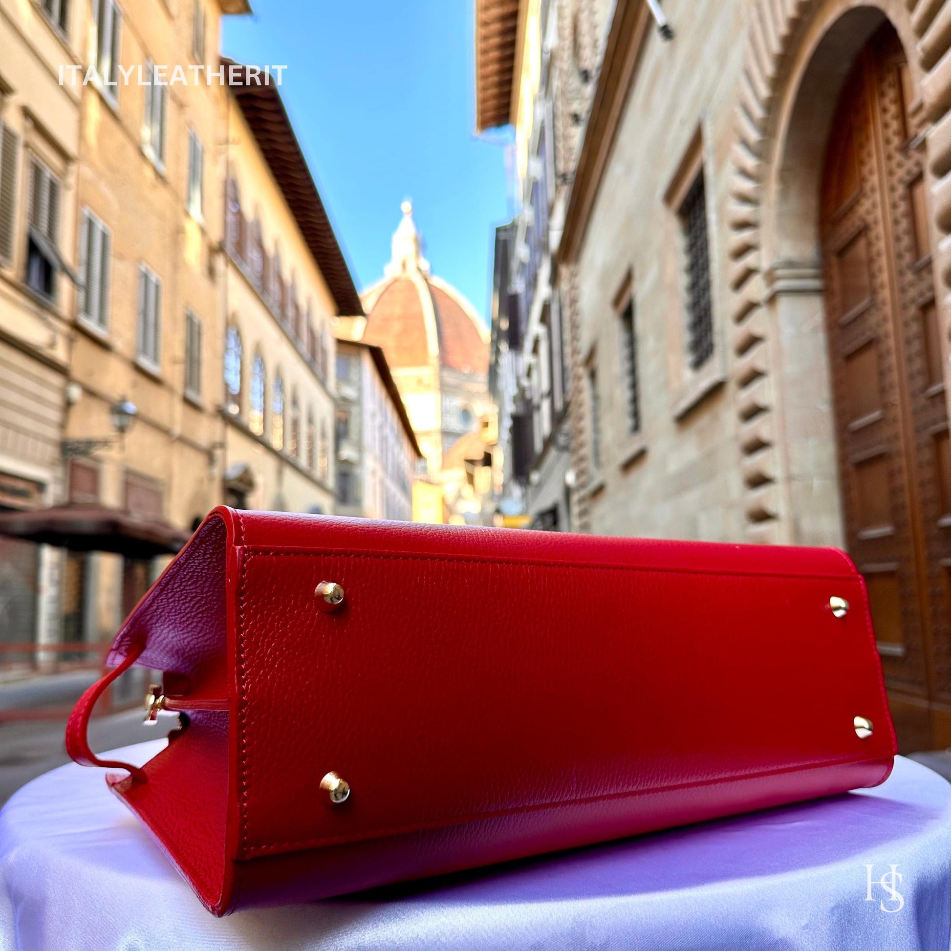 Italian Handmade Leather Bags for Women | Elegant Tote & Purse from Florence, gold hardware bag, Red leather tote