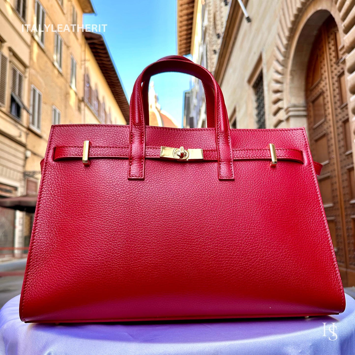 Italian Handmade Leather Bags for Women | Elegant Tote & Purse from Florence, gold hardware bag, Red leather tote