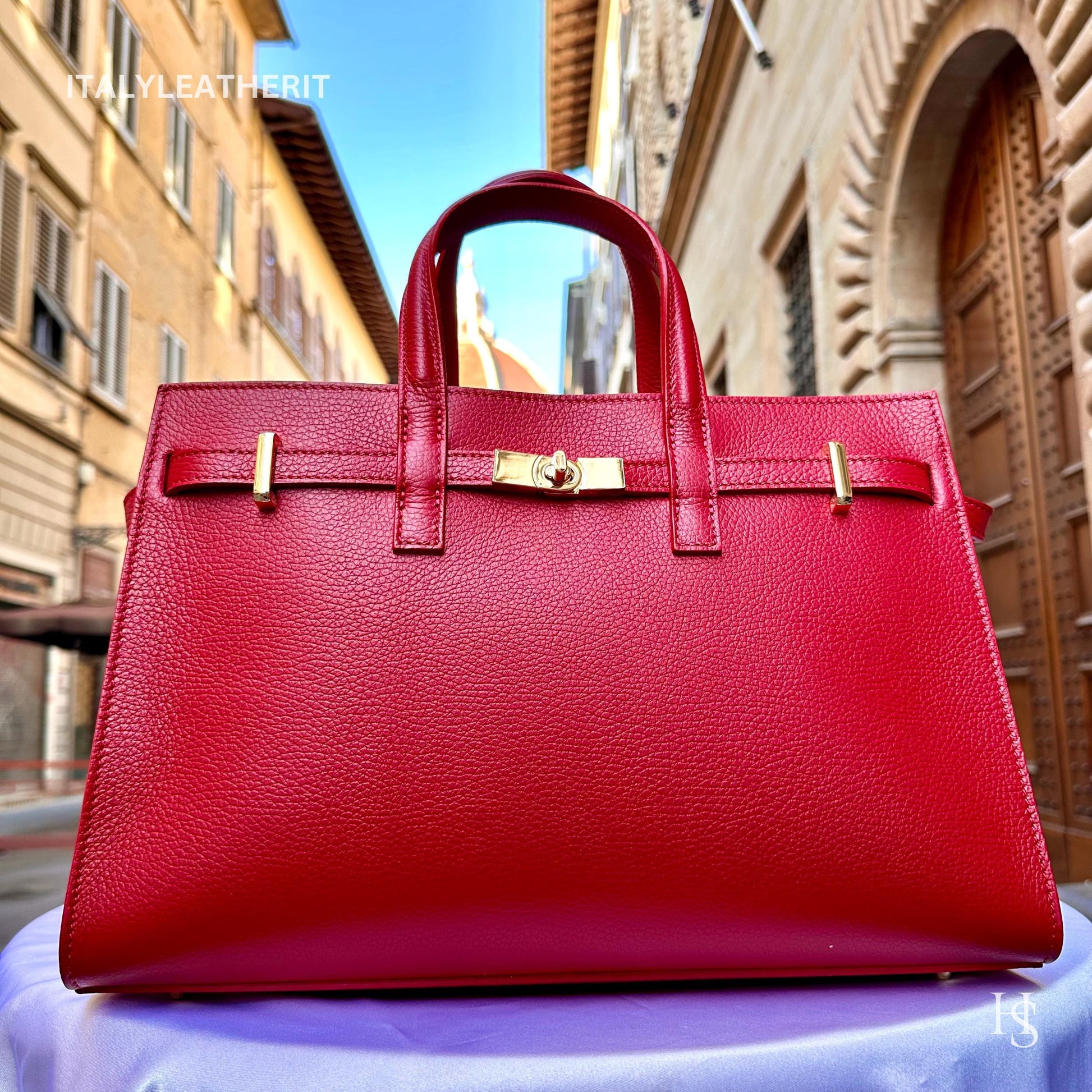 Italian Handmade Leather Bags for Women | Elegant Tote & Purse from Florence, gold hardware bag, Red leather tote