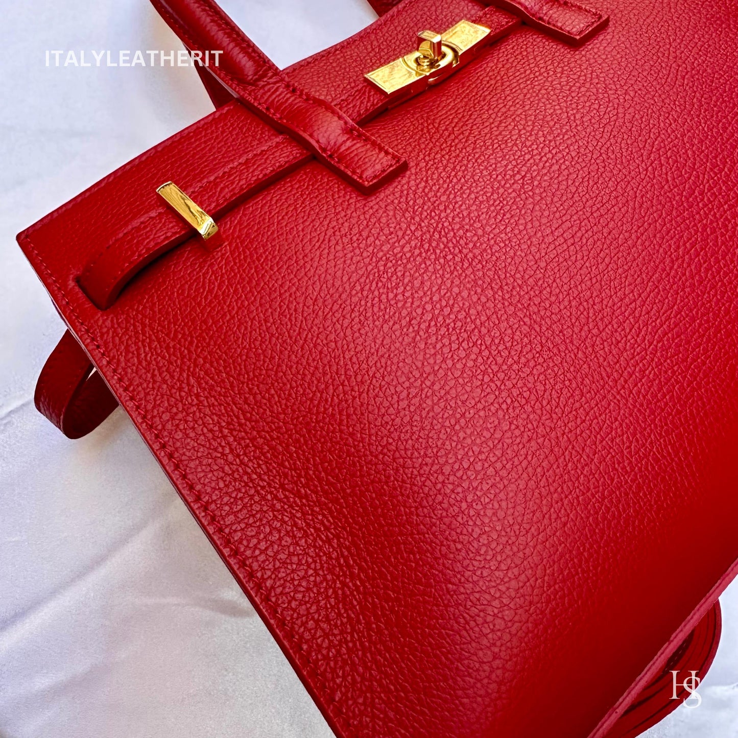 Italian Handmade Leather Bags for Women | Elegant Tote & Purse from Florence, gold hardware bag, Red leather tote