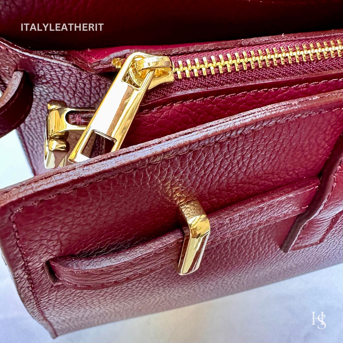 Italian Handmade Leather Bags for Women | Elegant Tote & Purse from Florence, gold hardware bag, Burgundy Bag
