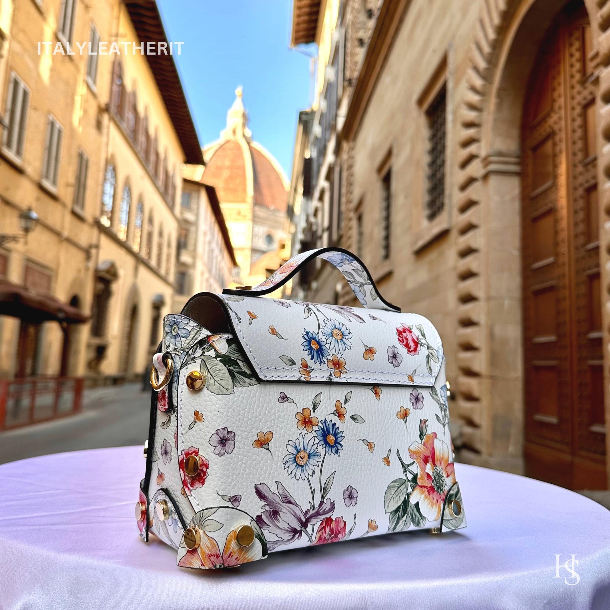 Italian Handmade Leather Bags For Women | Elegant Leather Tote From Florence | Small Handbags and Shoulder Bags ,Flower Bag